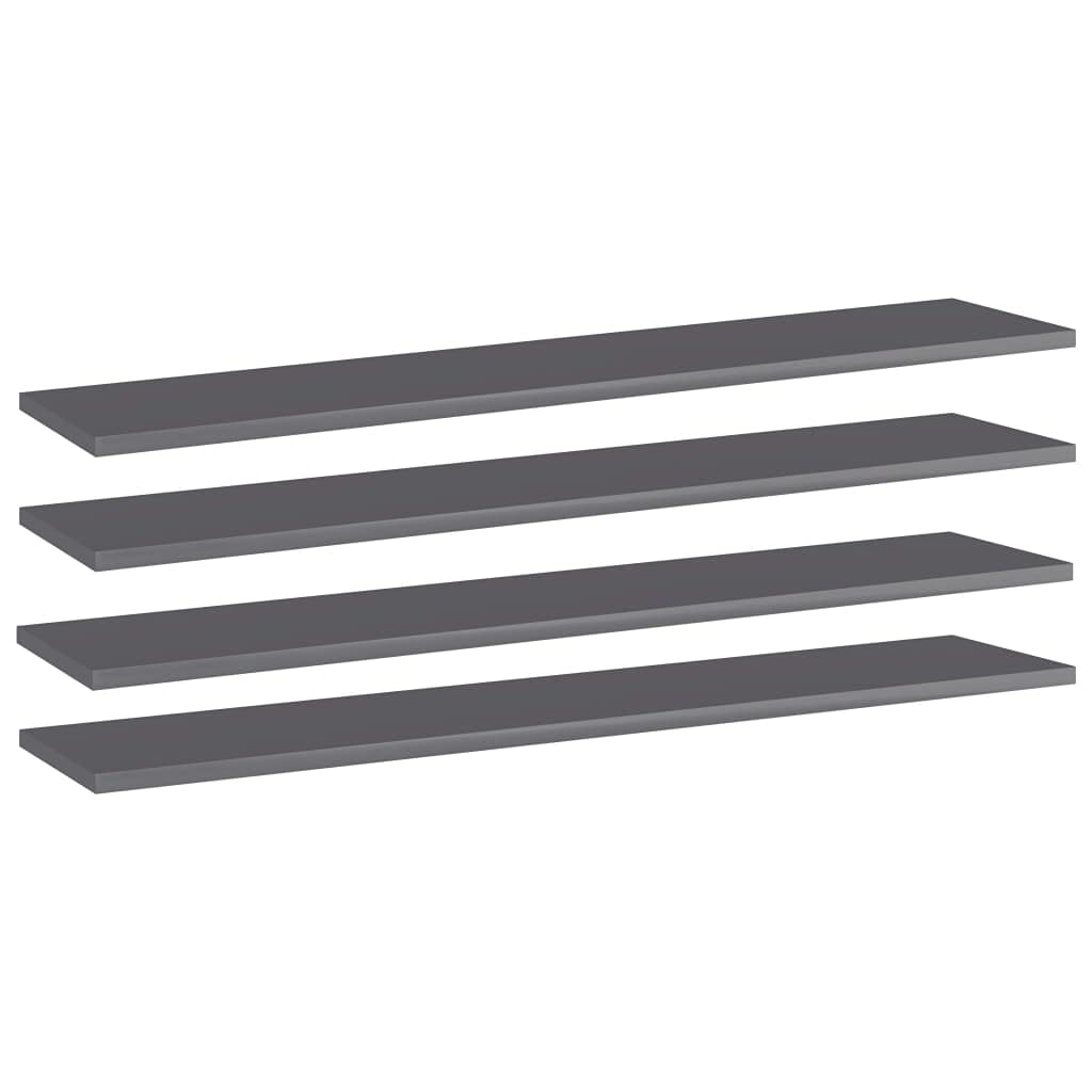 4-Pack High Gloss Gray Bookshelf Replacement Panels - Floating Shelves for Book Storage & Display | Durable Organizer Shelves for Home Office, Living Room & Bedroom Decor (Accessories Not Included)