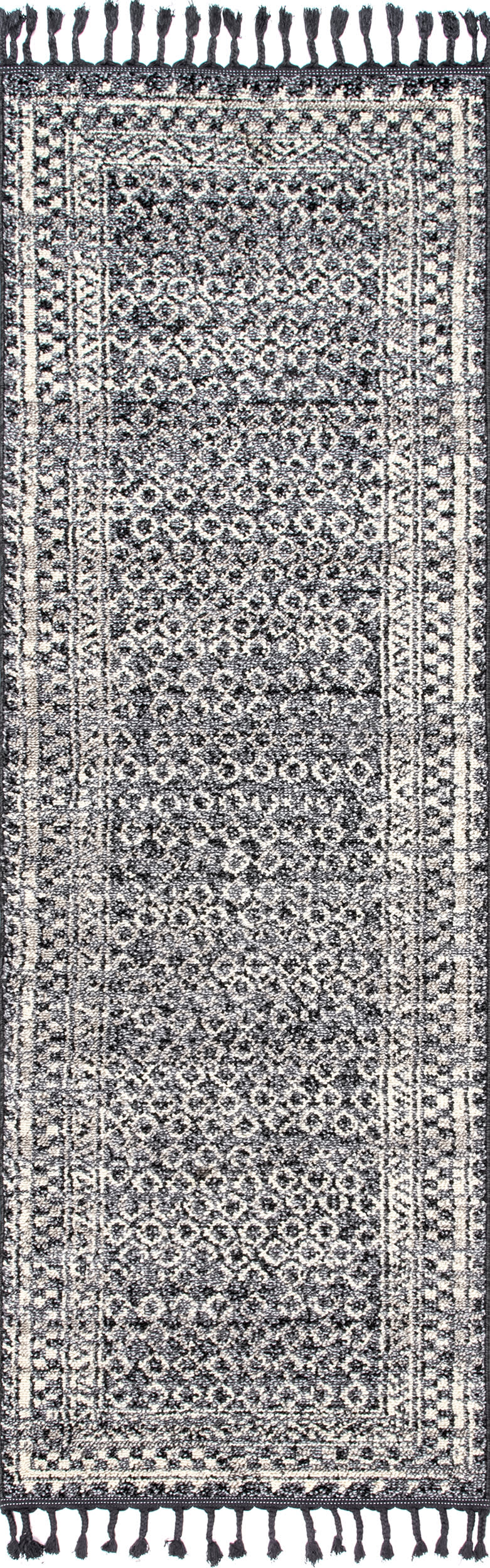 Checkered Diamonds Tassel Rug - Soft Non-Slip Area Rug for Living Room, Bedroom, Nursery - Grey Bohemian Style Home Decor