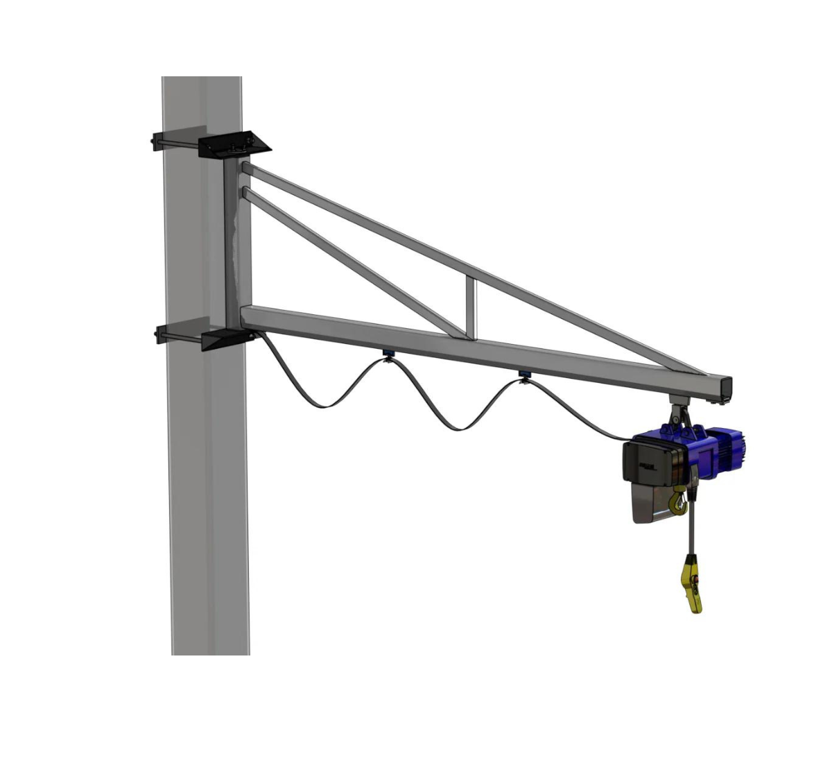 500kg Hot Dip Galvanized Jib Crane with Column Clamp - Heavy Duty Overhead Lifting Solution for Warehouses, Construction Sites & Workshops