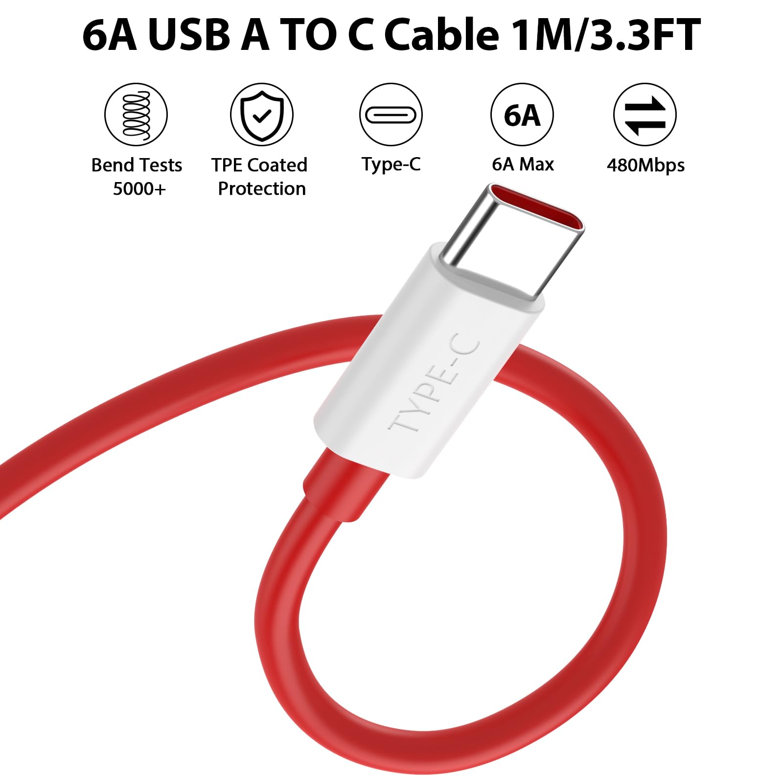 65W SuperVOOC Fast Charger for OnePlus 8/7/6 Series & Nord - 6A USB-C Cable Included - Compatible with OnePlus, OPPO, realme Phones - Perfect for Travel, Home & Office Charging