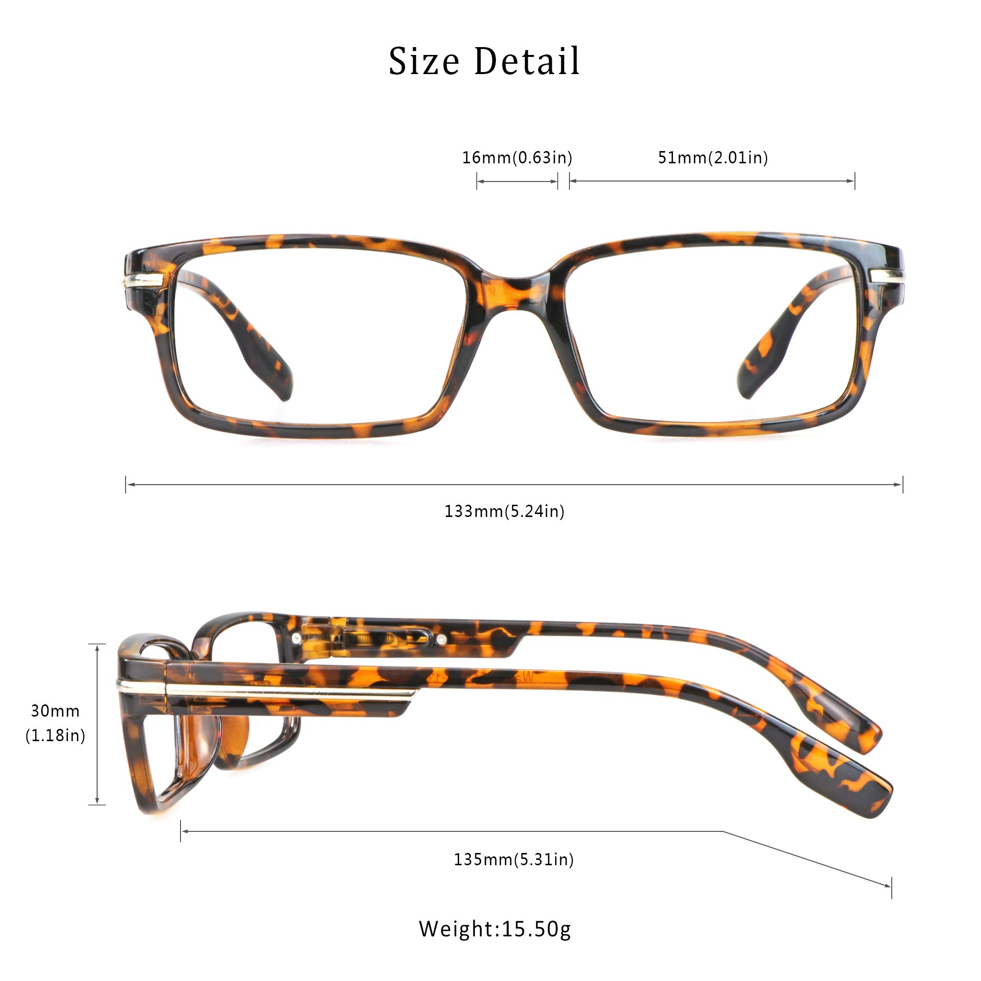 VisionGlobal 4 Pairs Blue Light Blocking Reading Glasses for Women & Men - Anti-Glare Computer Glasses with Stylish Rectangle Frame - Perfect for Office Work, Gaming & Digital Screen Use