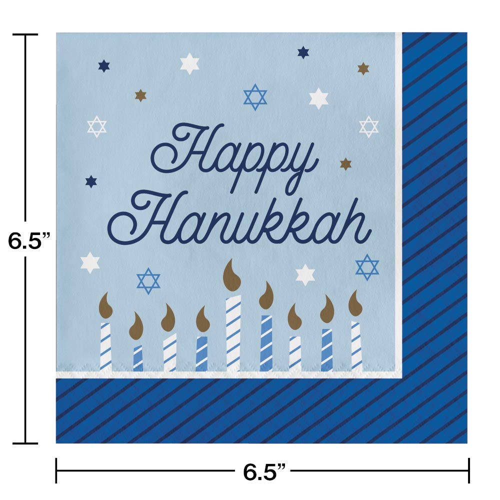 Hanukkah Party Supplies Set - 8 Guest Disposable Paper Plates & Napkins for Jewish Festival Celebration | Perfect for Family Gatherings & Holiday Decorations
