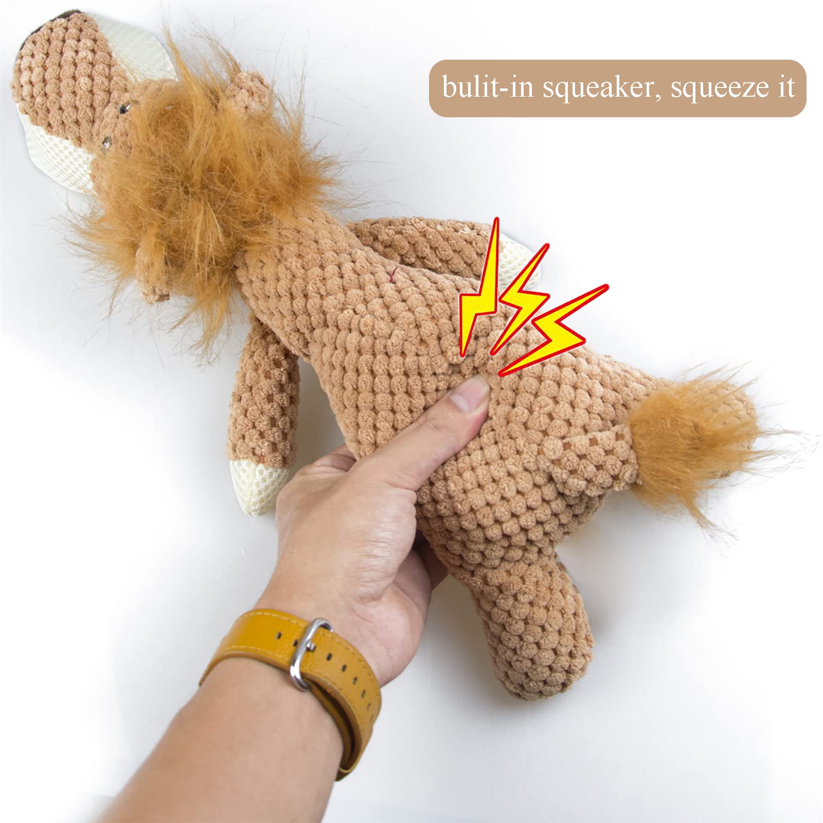 Durable Dog Chew Toys with Squeaker - Interactive Plush Lion Toy for Puppy & Small Medium Dogs - Teeth Cleaning, Training & Playtime Fun - Perfect for Indoor Play, Outdoor Adventures & Anxiety Relief