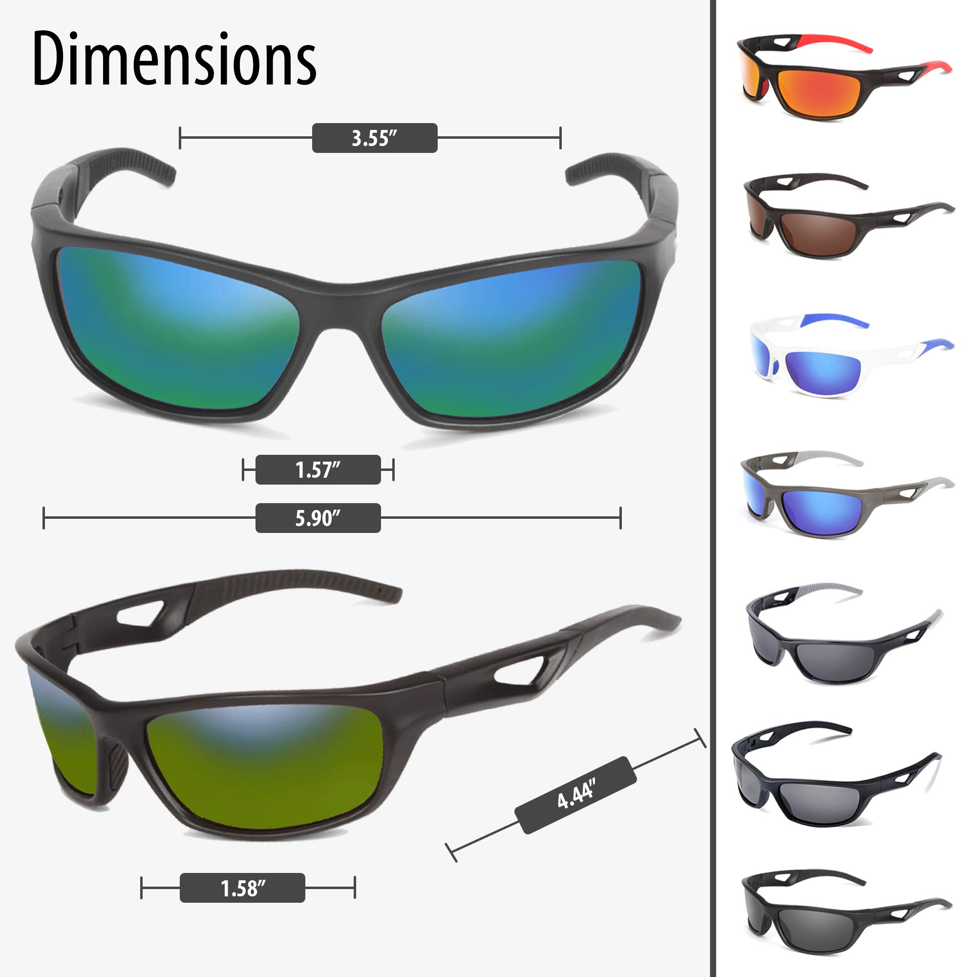 Polarized Sports Sunglasses for Men & Women - UV Protection, Shatterproof Cycling Glasses for Running, Hiking, Fishing & Outdoor Activities