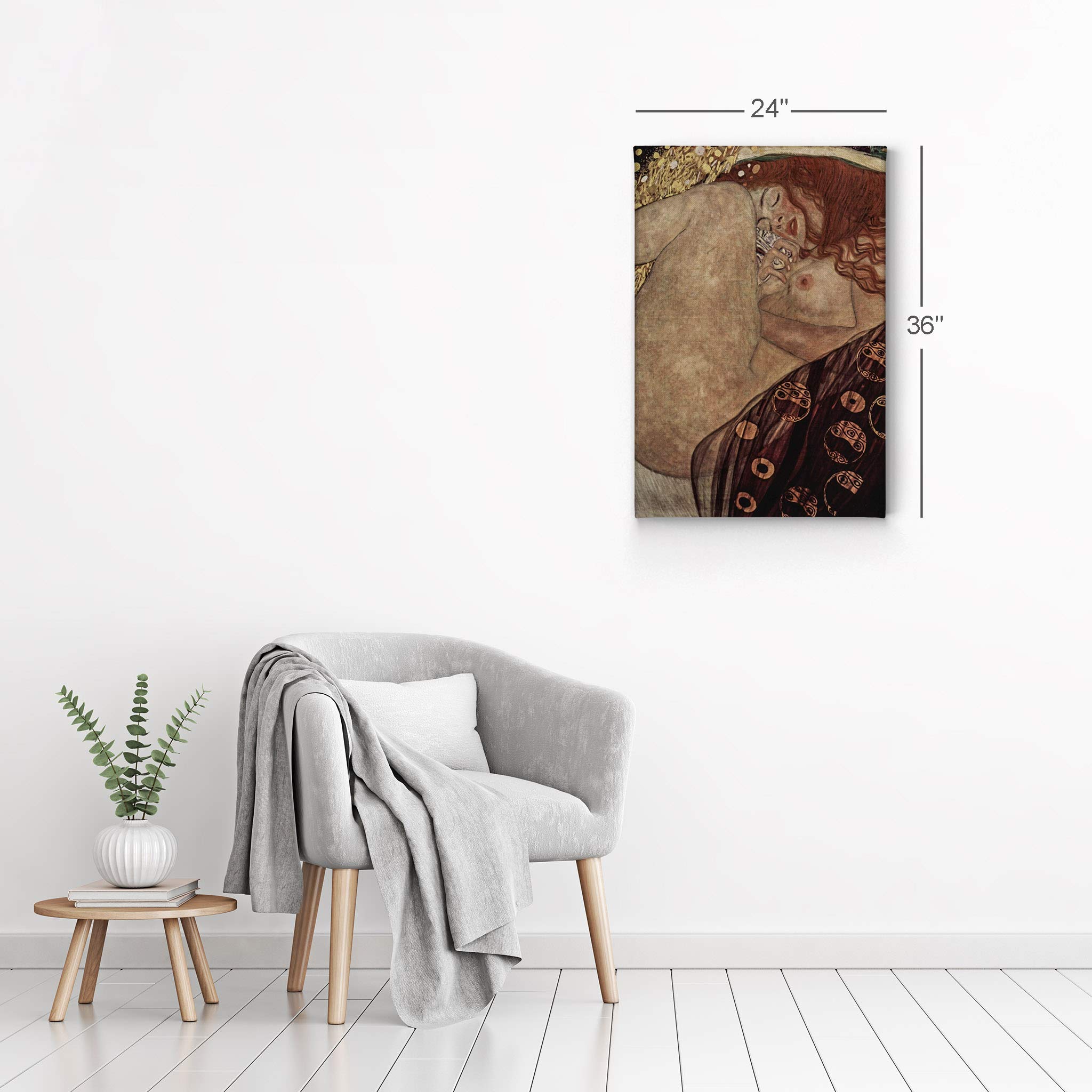 Gustav Klimt Danaë Canvas Wall Art Print - Famous Oil Painting Reproduction - Modern Fine Art Home Decor - 36x24 Inch - Ready to Hang - Made in USA - Perfect for Living Room, Bedroom & Office Decor