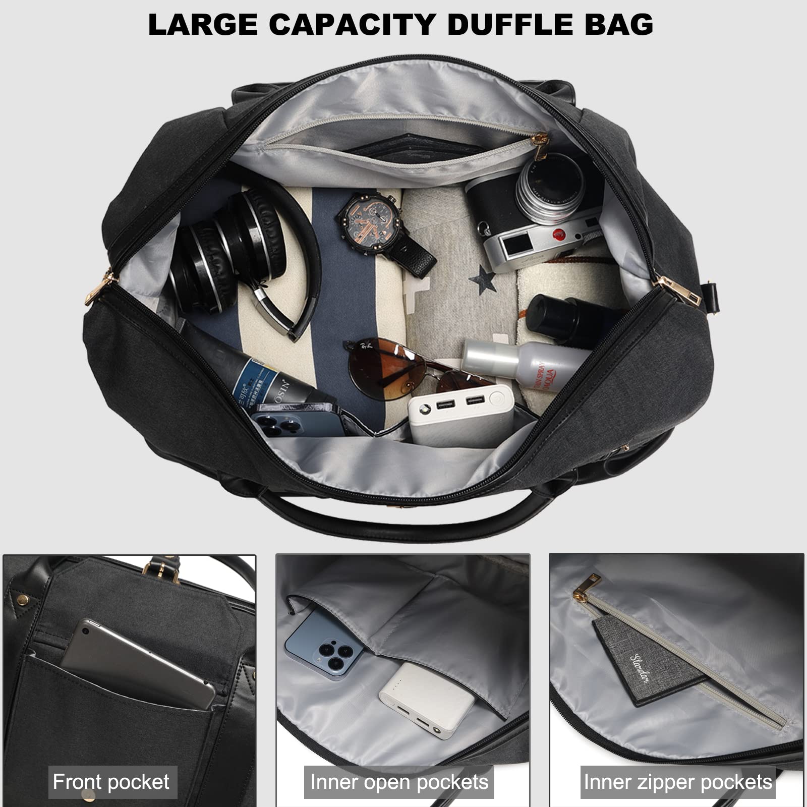 Stylish Weekender Bags for Women & Men - Large Travel Duffle Bag with Easy Packing Organization - Perfect for Business Trips, Gym, Weekend Getaways & Overnight Stays