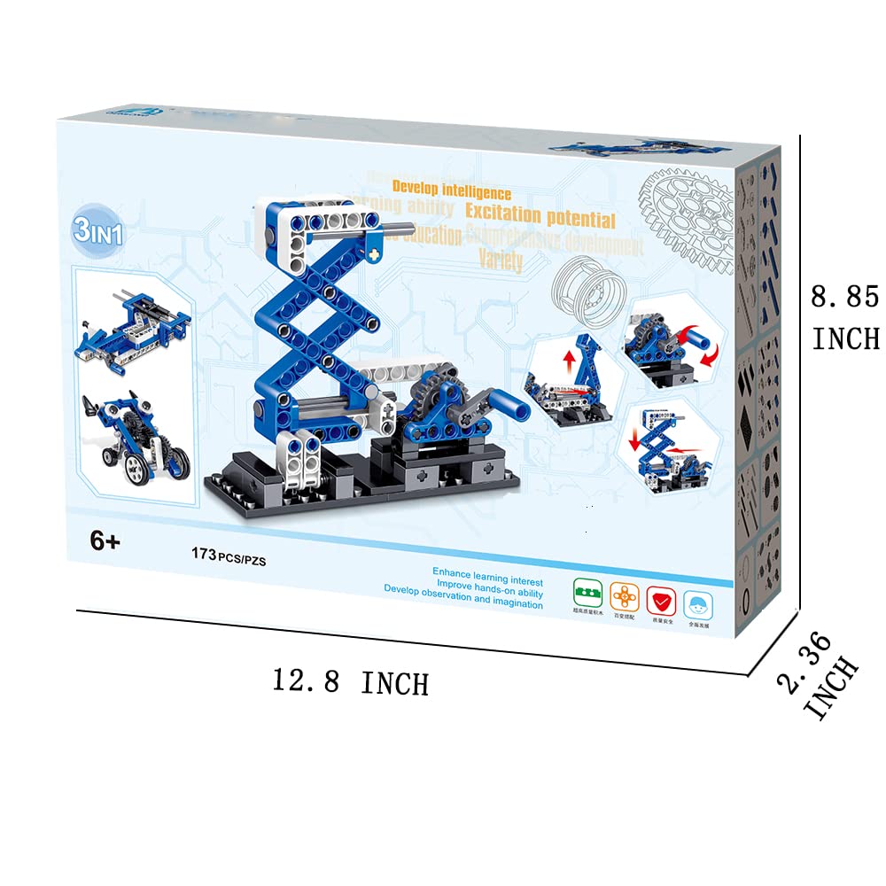 STEM Mechanics Gears Construction Kit - 173PCS Engineering Science Building Set for Kids | Educational STEM Learning Toys for Boys & Girls | Perfect for Classroom Projects, Homeschool Activities & Creative Play