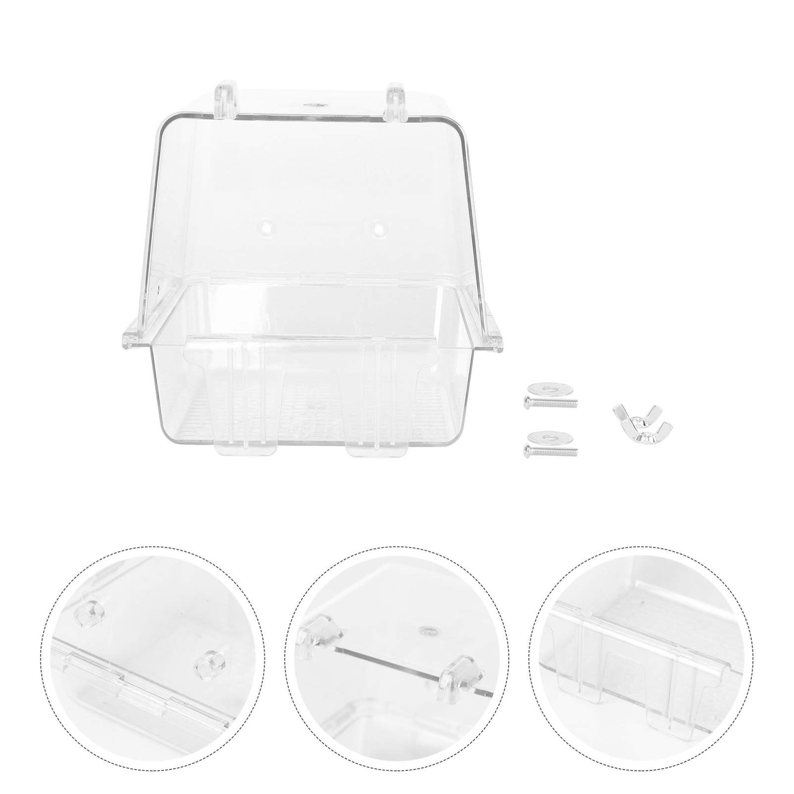 Balacoo Plastic Parrot Bath Box - Bird Bathtub & Cage Accessory for Canaries, Budgies & Small Parrots | Perfect for Cage Cleaning & Bird Grooming