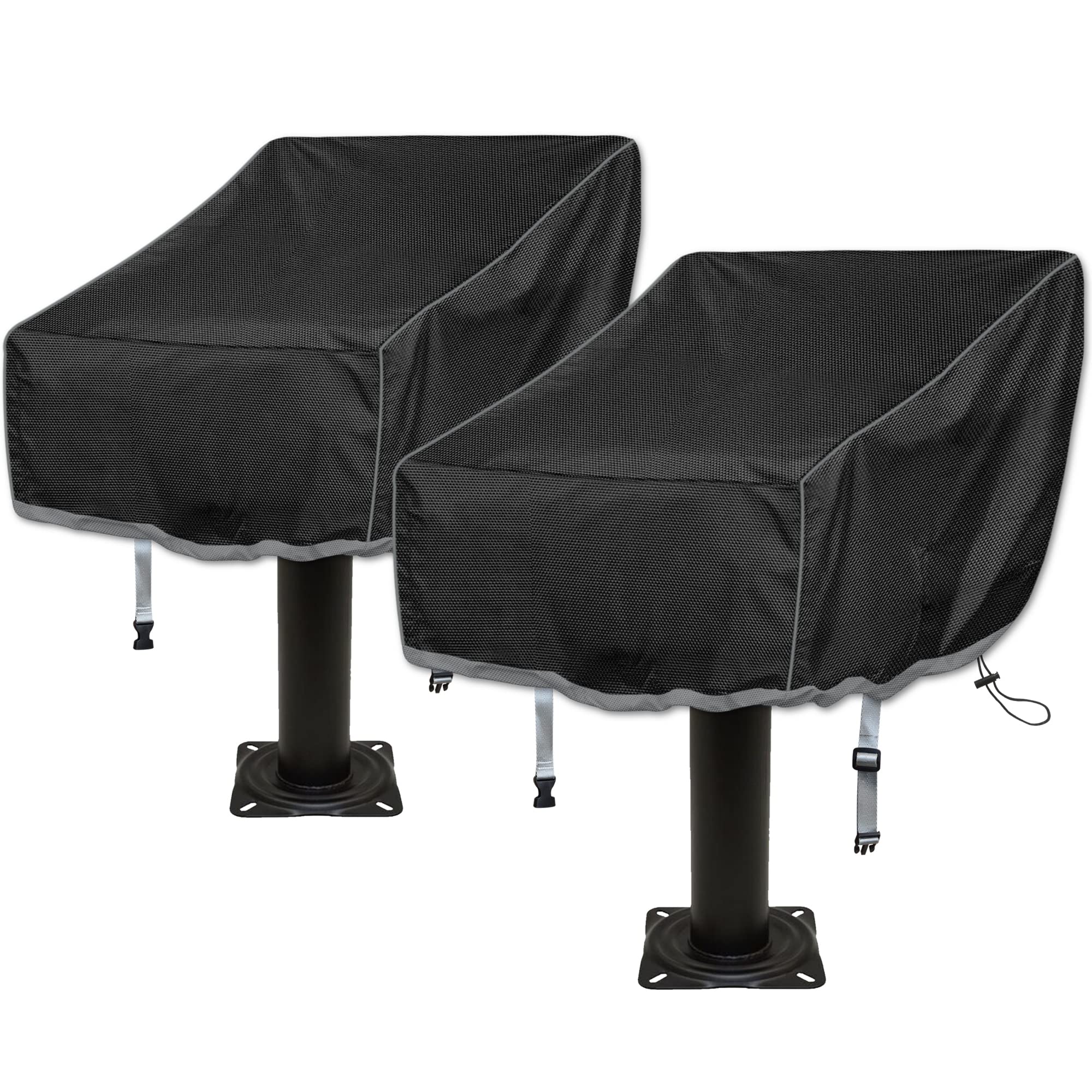 Waterproof Boat Seat Covers 2-Pack - 600D Heavy Duty Folding Fishing Chair Covers for Outdoor Use - Universal Fit for Pontoon, Pedestal & Bench Seats (20
