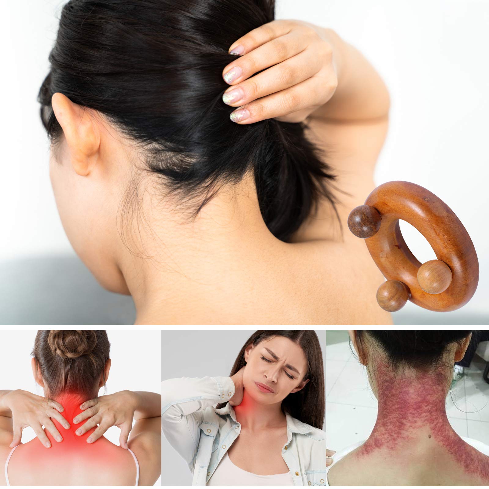 5pcs Sandalwood Gua Sha Scraping Massage Tools - Wooden Body Scraper for Hand, Feet & Back Pain Relief - Myofascial Release & Physical Therapy Tool for Relaxation & Muscle Recovery