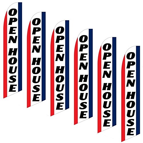 6 Pack Red White Blue Swooper Flags - Outdoor Patriotic Decorations for Open House, Parties, and 4th of July Celebrations