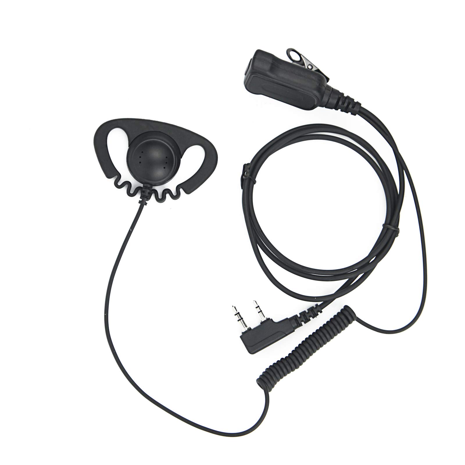 JUYODE D-Shaped Surveillance Earpiece Headset Kit - Compatible with BaoFeng, Kenwood, BTECH & Arcshell AR-5 Walkie Talkies - PTT Mic Included - Ideal for Security, Event Staff & Outdoor Adventures