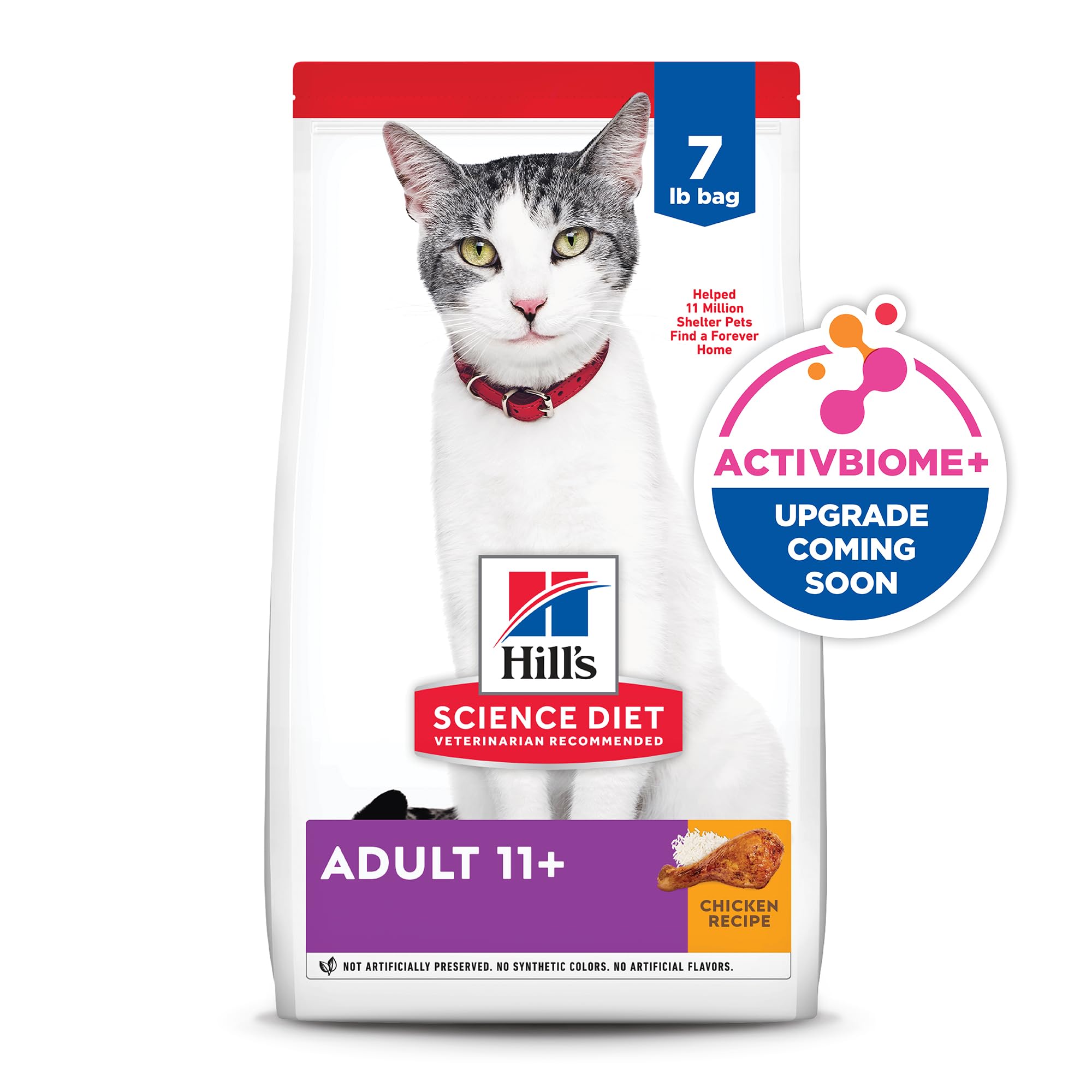 Hill's Science Diet Adult 11+ Dry Cat Food - Premium Senior Nutrition with Chicken - 7 lb Bag for Mature Cats - Perfect for Indoor & Senior Cat Care