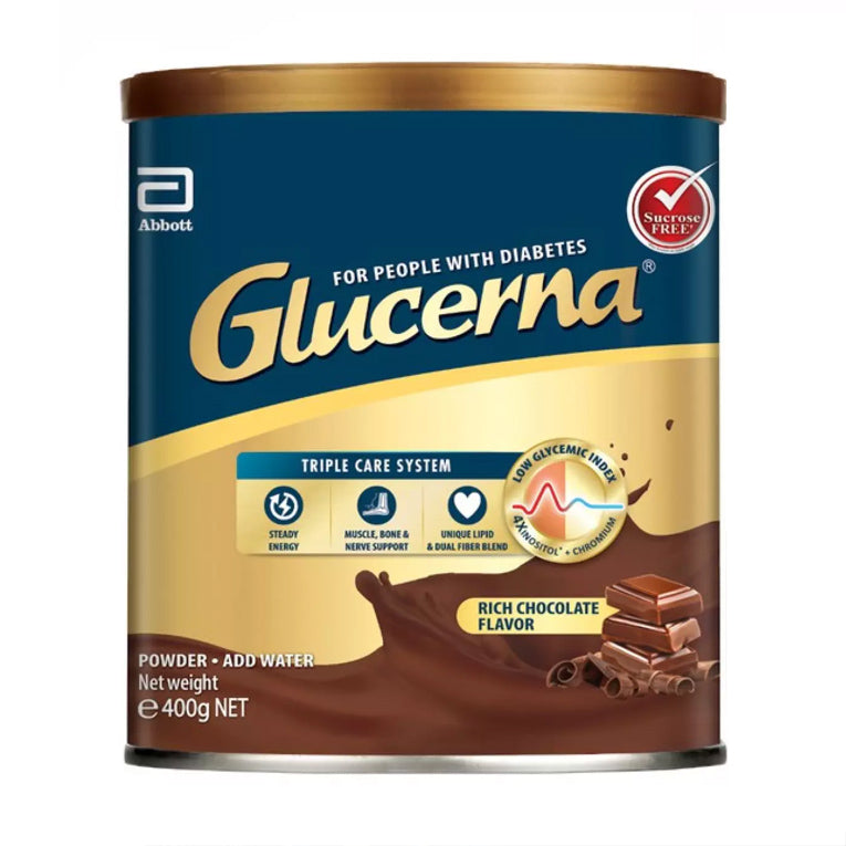 Glucerna Triple Care Nutritional Powder - Chocolate Flavor 400g for Diabetes Management | Meal Replacement & Blood Sugar Support for Adults
