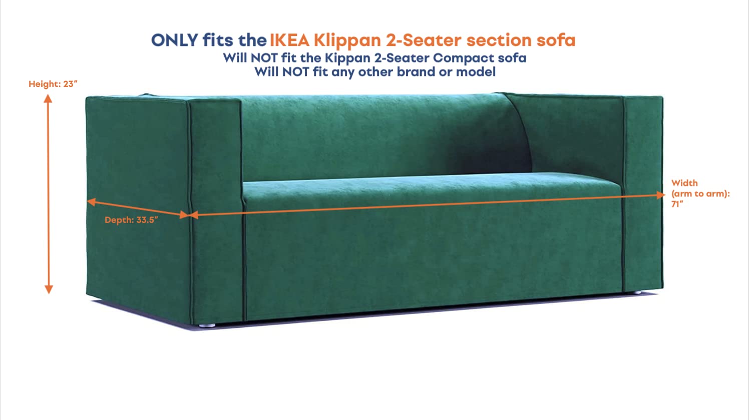 Premium Custom Klippan Sofa Cover - Designer Velvet Slipcover for IKEA Klippan 2-Seater Loveseat | Pet-Friendly, Durable & Stylish (Emerald Green) | Perfect for Living Room, Home Theater & Cozy Spaces