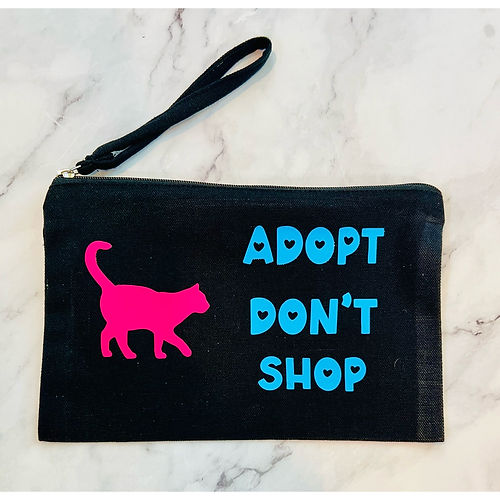 Adopt Don't Shop Pouch - Cute Animal Rescue Themed Zipper Pouch for Pet Lovers - Perfect for School, Travel & Charity Events