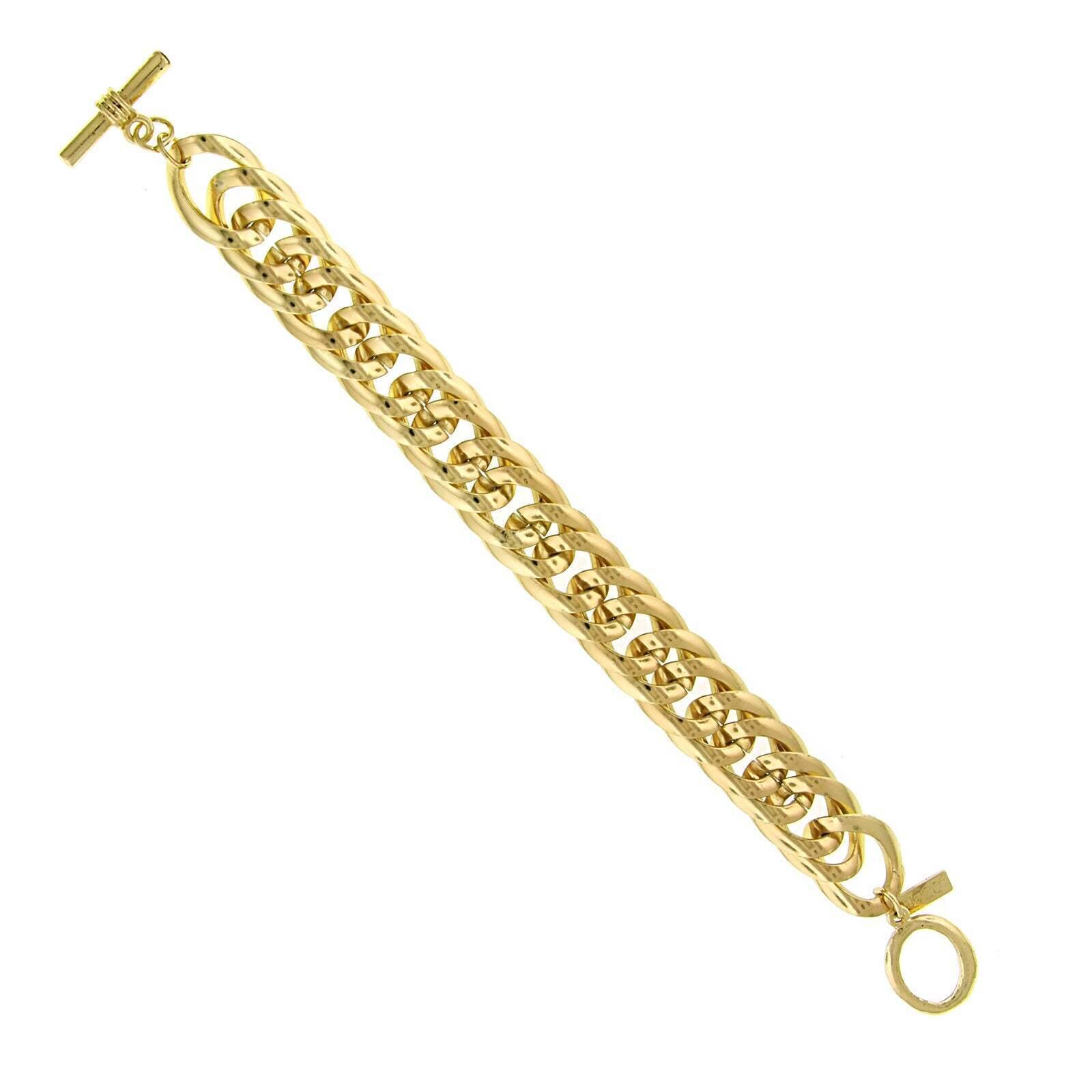 1928 Jewelry 14K Gold Plated Polished Cable Chain Toggle Bracelet for Women - Perfect for Everyday Wear, Gifts & Special Occasions