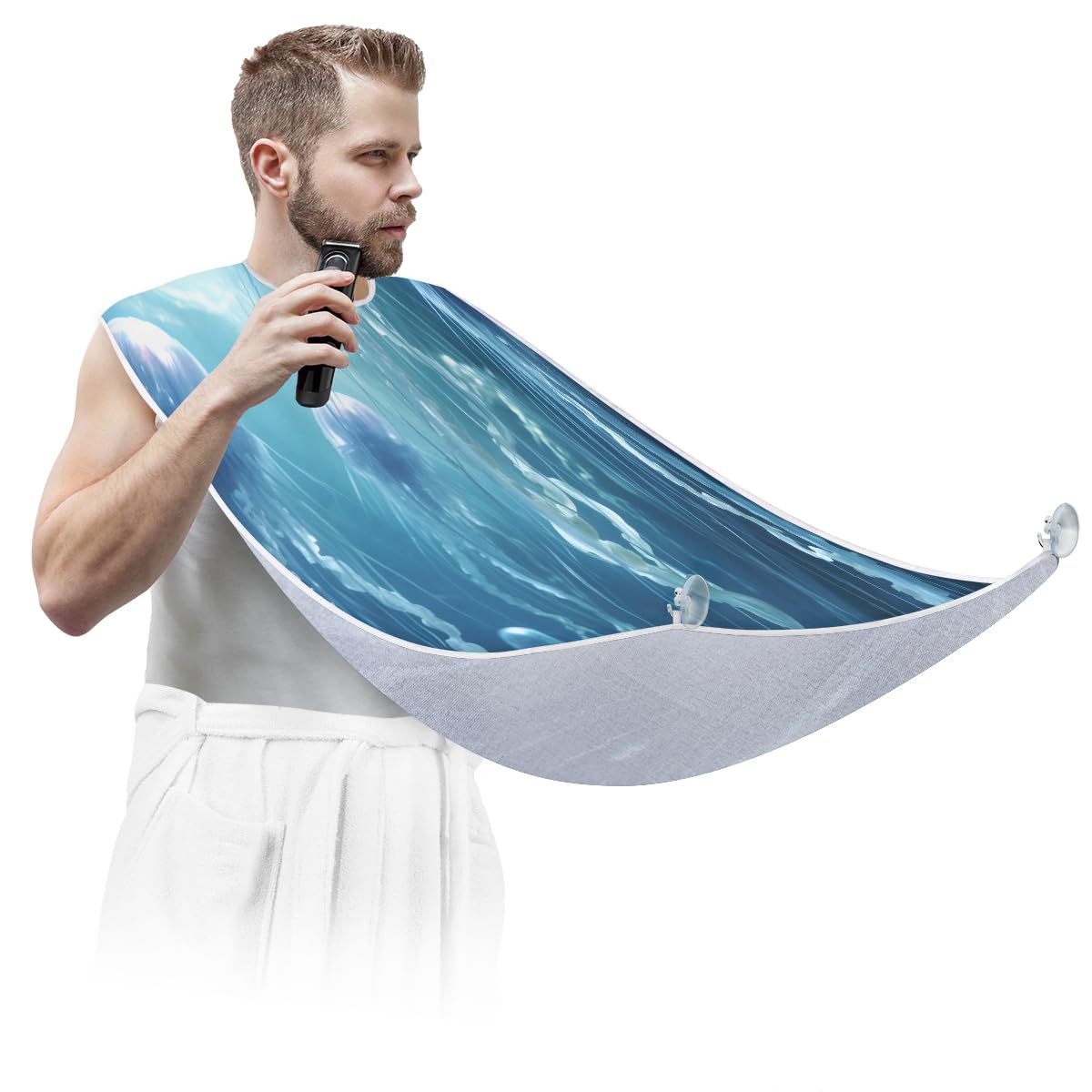Premium Waterproof Jellyfish Beard Shaving Bib for Men & Women - Salon-Grade Hair Dye Apron, Barber Cape for Haircuts & Beard Trimming - Ideal for Home Grooming, Professional Salons & Gift Giving