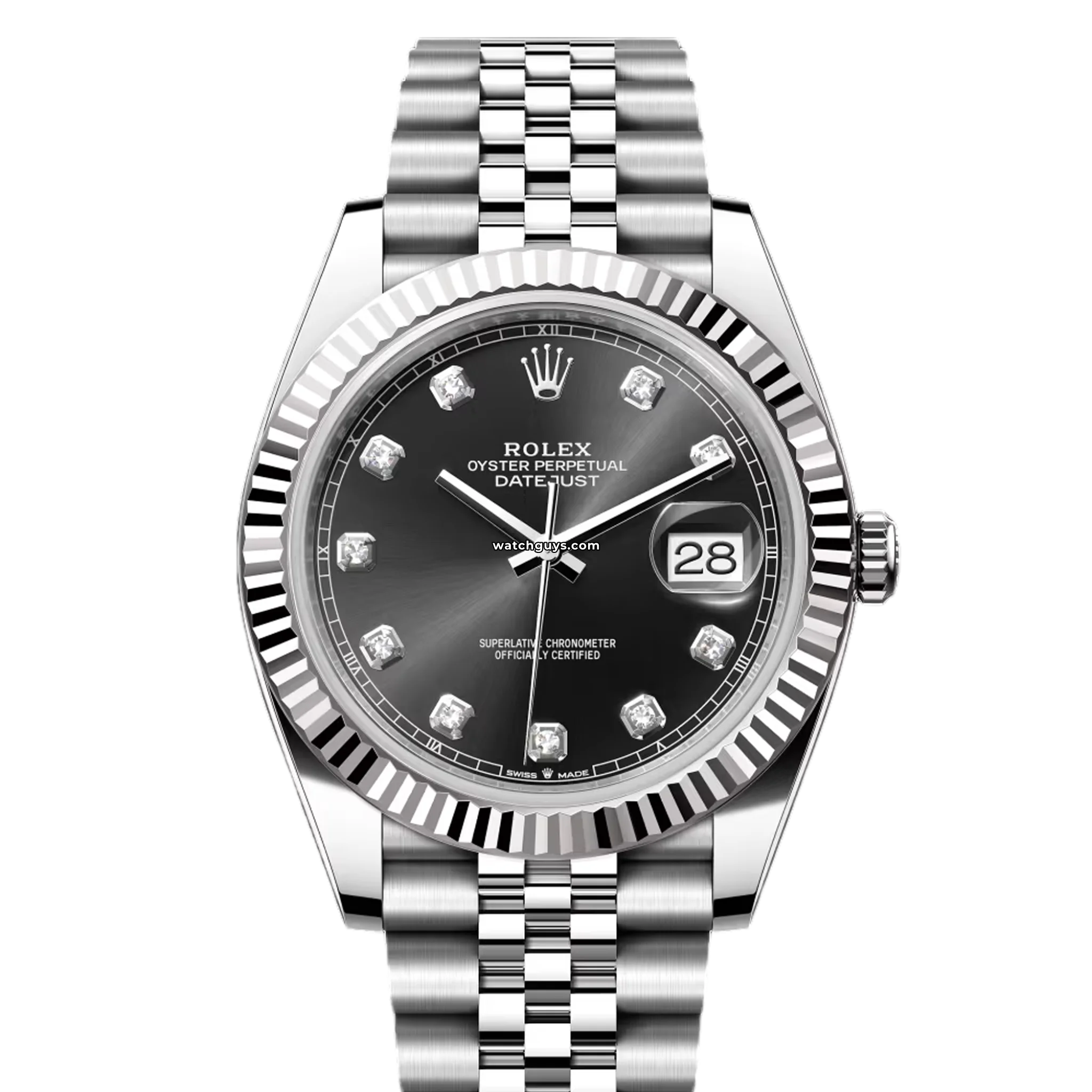 Rolex Datejust 126334 Men's Watch - Black Dial with Diamond Hour Markers & Jubilee Bracelet - Luxury Automatic Watch for Business, Gifts & Special Occasions