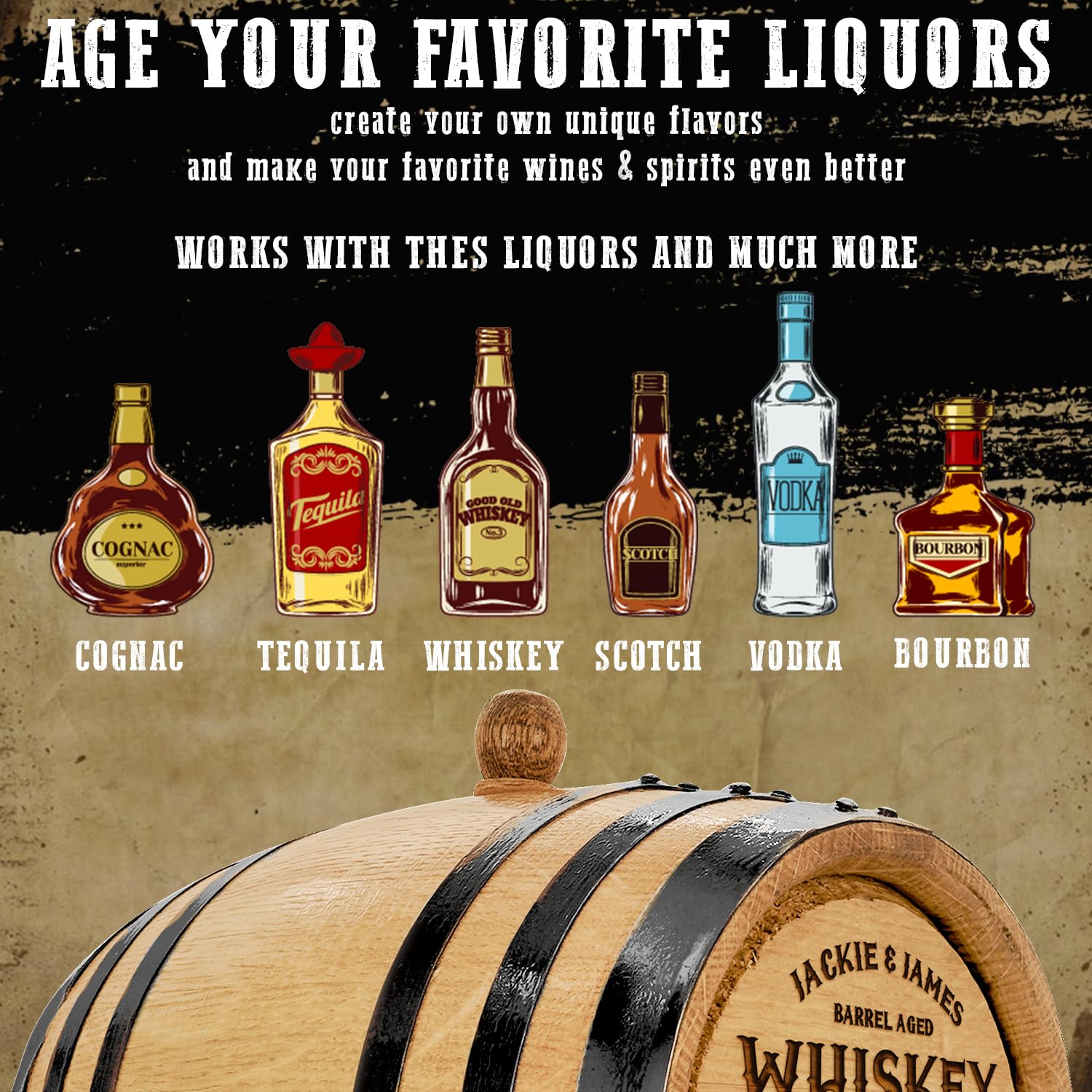 Personalized Mini Oak Aging Barrel Kit - 10L Whiskey, Wine, Scotch & Bourbon Barrel with Custom Engraving - Perfect for Home Brewers, Distillers & Wine Makers - Ideal Gift for Men - Great for Home Bars, Man Caves & Whiskey Tasting Events