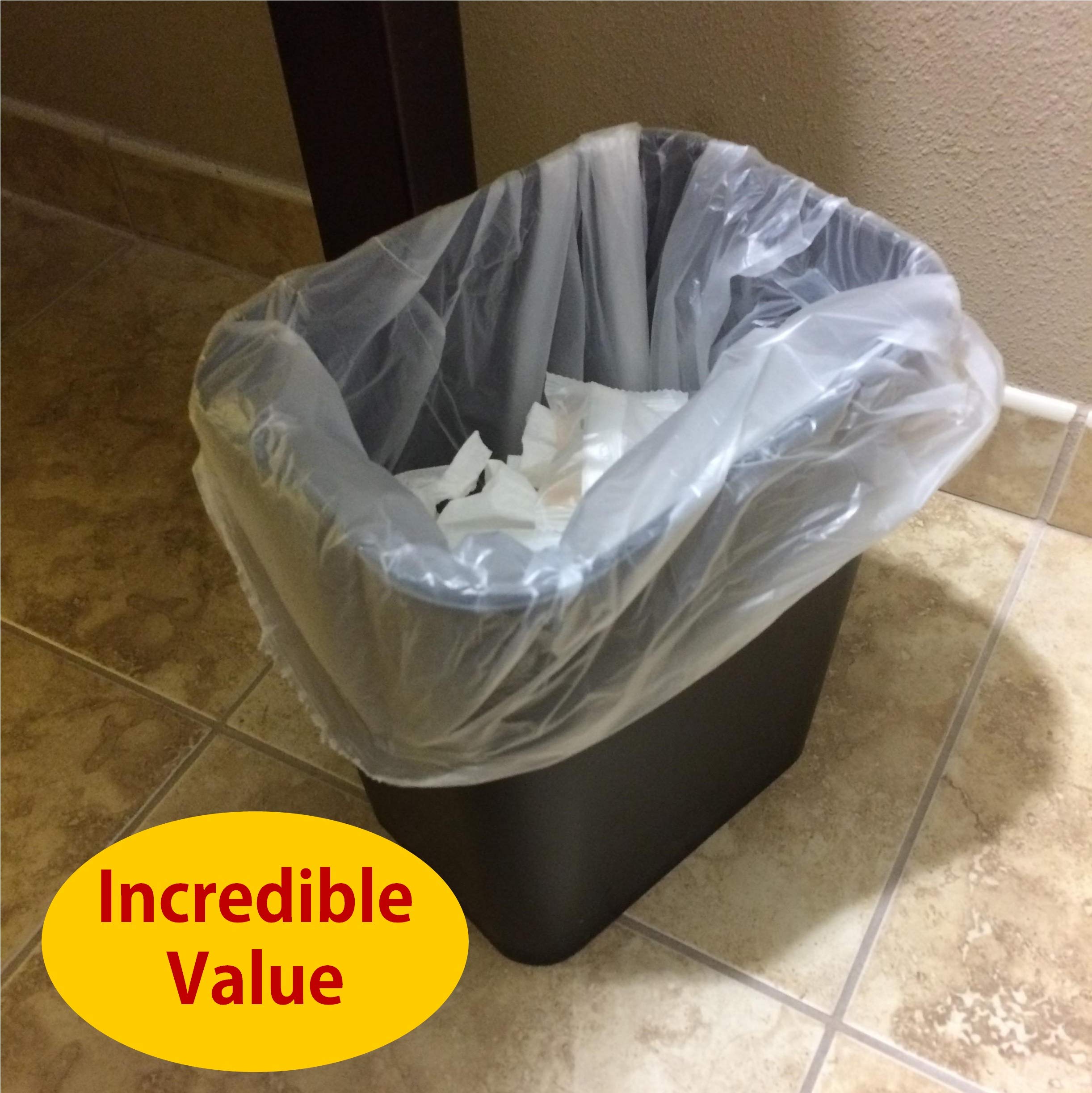 4 Gallon Clear Trash Bags - 100 Count Small Garbage Bags for Mini Trash Cans | Wastebasket Liners for Bathroom, Kitchen, Car & Office | Disposable Recycling Bags for Paper Waste | Perfect for Small Spaces & Daily Cleanup