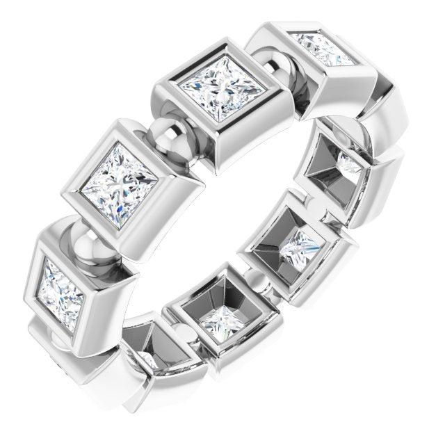 1.80 Carat Princess Cut Diamond Eternity Band Ring - Bezel Set Wedding Ring for Women, Perfect for Anniversary, Engagement & Special Occasions