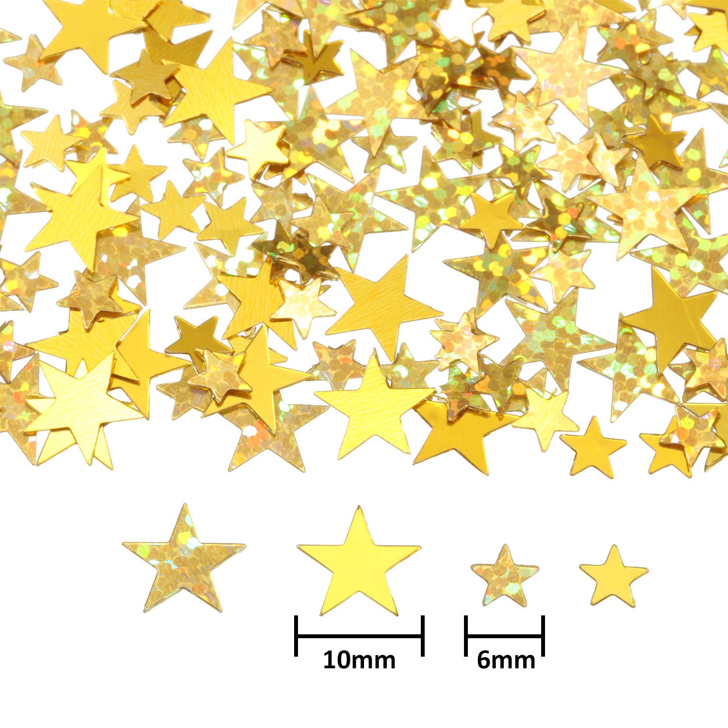 HESTYA 60g Gold Star Confetti Glitter - Metallic Foil Stars for Wedding, Party & Festival Decorations - 10mm & 6mm Mixed Size - Perfect for Table Scatter, Photo Backdrops & Celebration Events