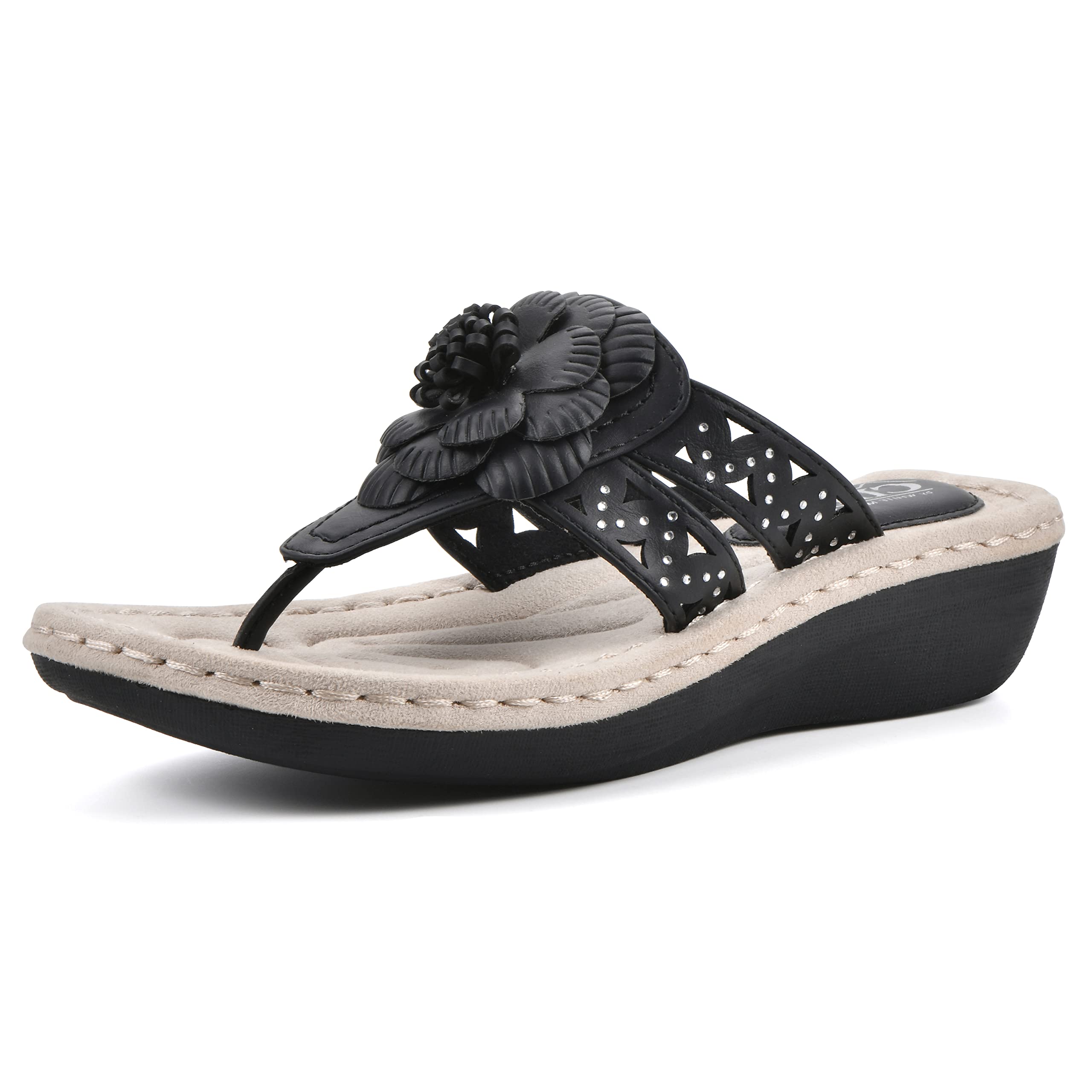 White Mountain Cynthia Wedge Sandal for Women - Comfortable Summer Walking