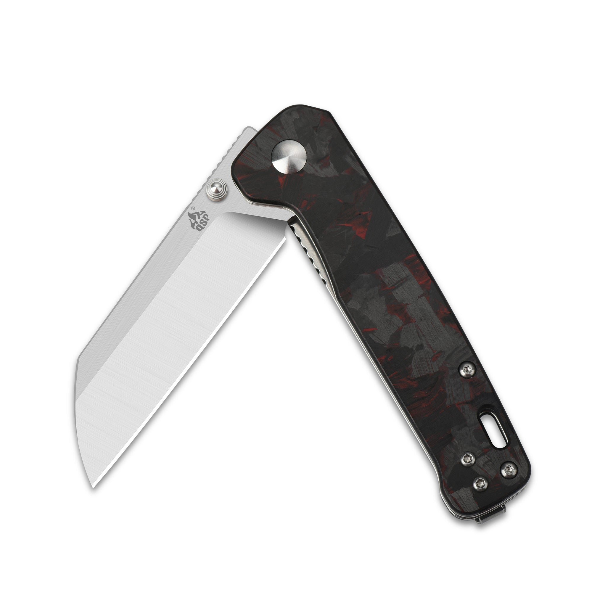 QSP Penguin QS130 TRD Folding Knife with Shredded Carbon Fiber Handle - EDC Pocket Knife for Outdoor, Camping, Hiking & Everyday Carry