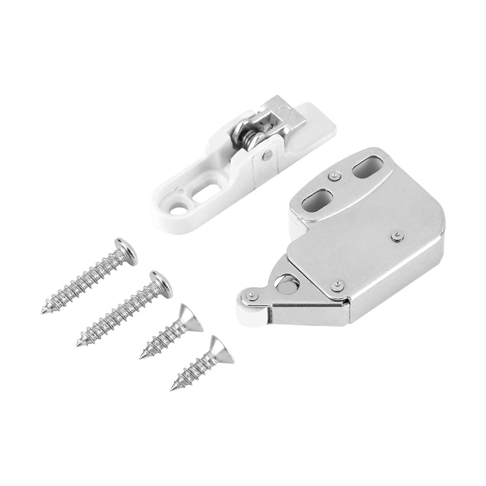 Push to Open Touch Catch Latch Lock - Durable ABS White Rebound Spring Door Bolt for Windows, Sheds, Gates, Cabinets & Cupboards - Perfect for Home, Office & Garage Organization