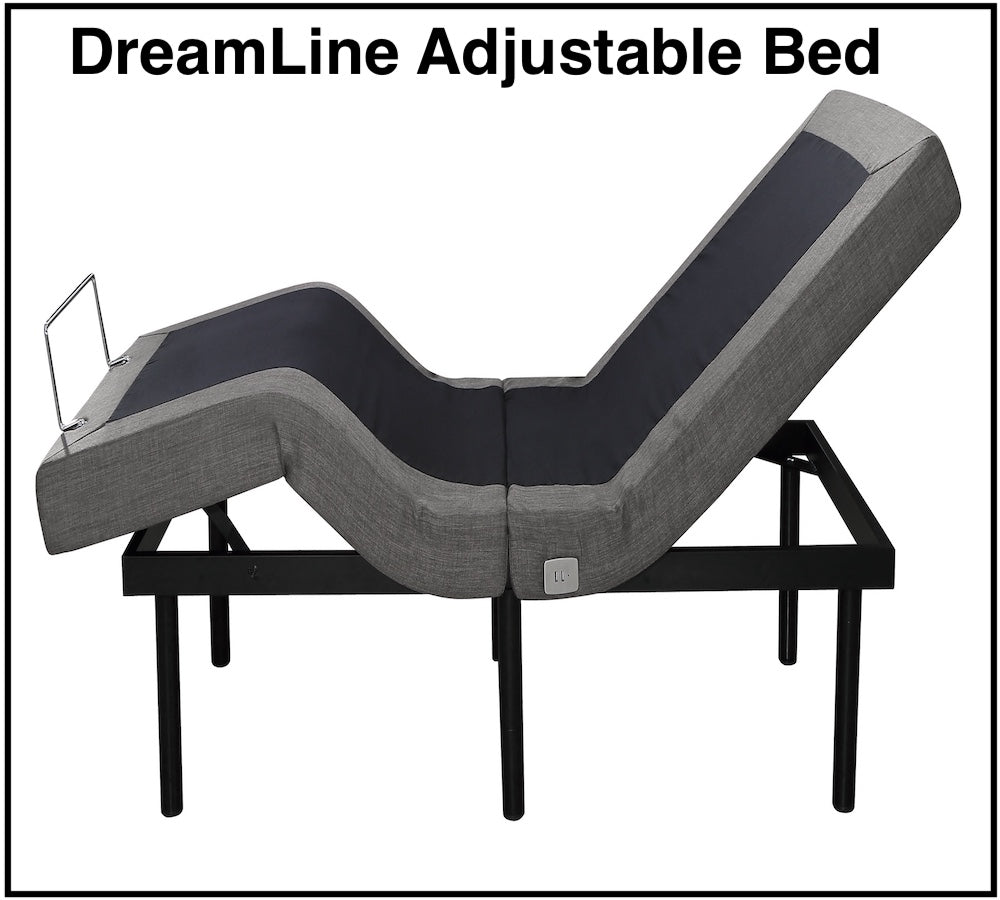 DreamLine Adjustable Bed Base with Remote - Queen Size Adjustable Bed Frame for Back Pain Relief - Perfect for Reading, Watching TV & Zero Gravity Sleeping Position