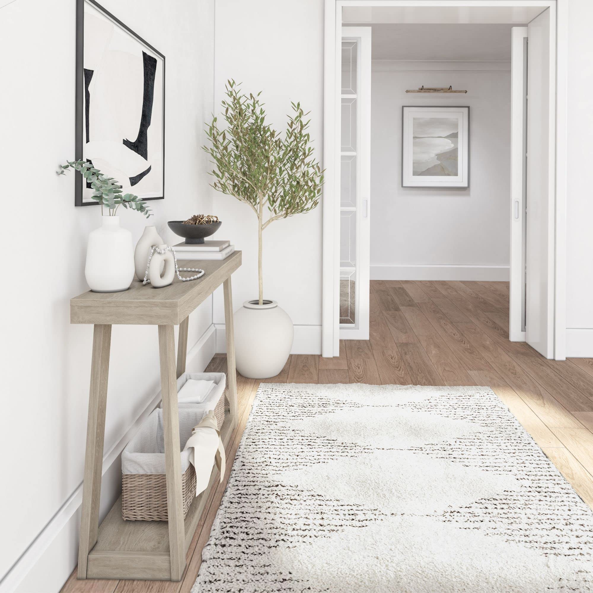 Solid Wood Console Table with Storage Shelf - 46.25
