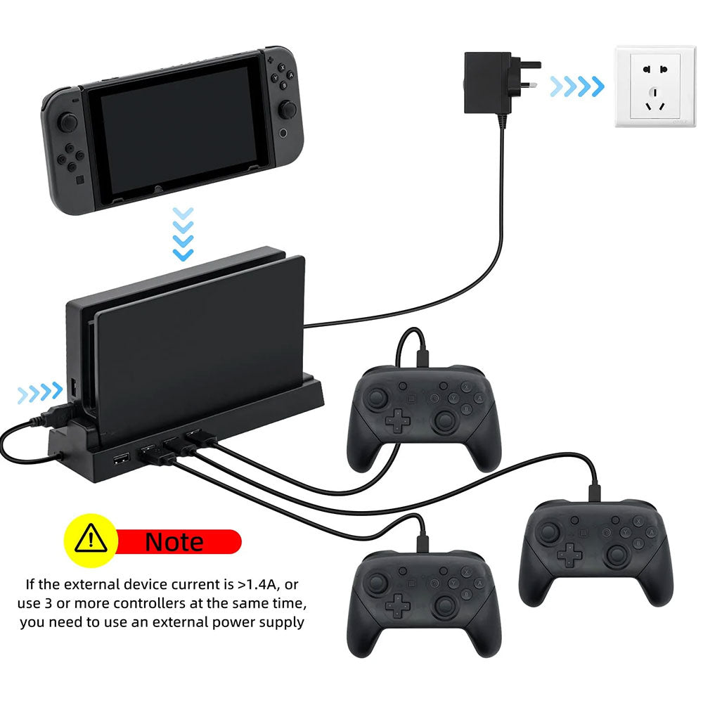 DOBE 4-Port USB 2.0 Hub Dock for Nintendo Switch - Expand Connectivity for Controllers & Accessories - Perfect for Gaming Setup & Travel (Model TNS 1849)