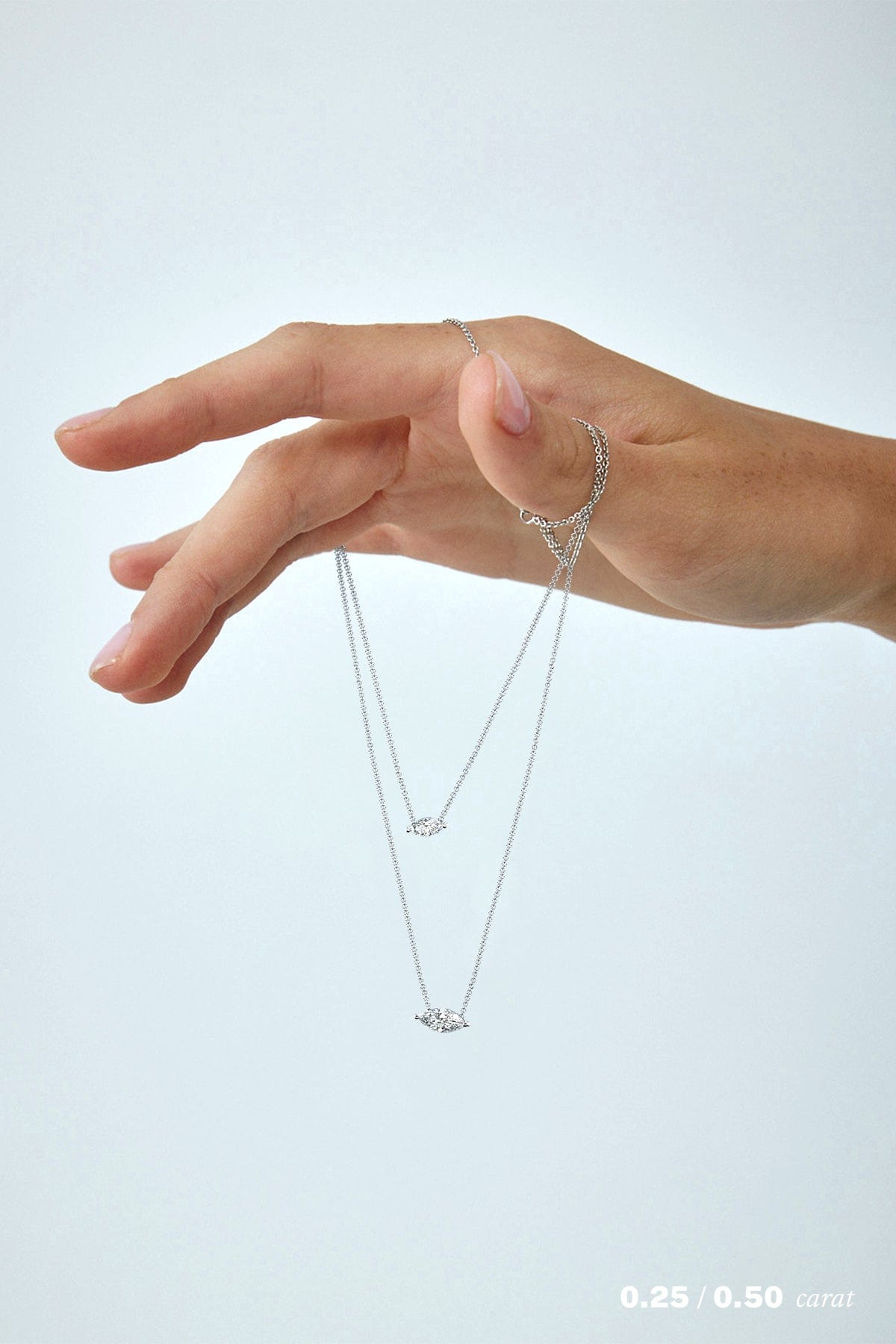 1/4 Carat Marquise Floating Diamond Necklace - Elegant Solitaire Pendant for Women - Perfect for Weddings, Anniversaries & Special Occasions
