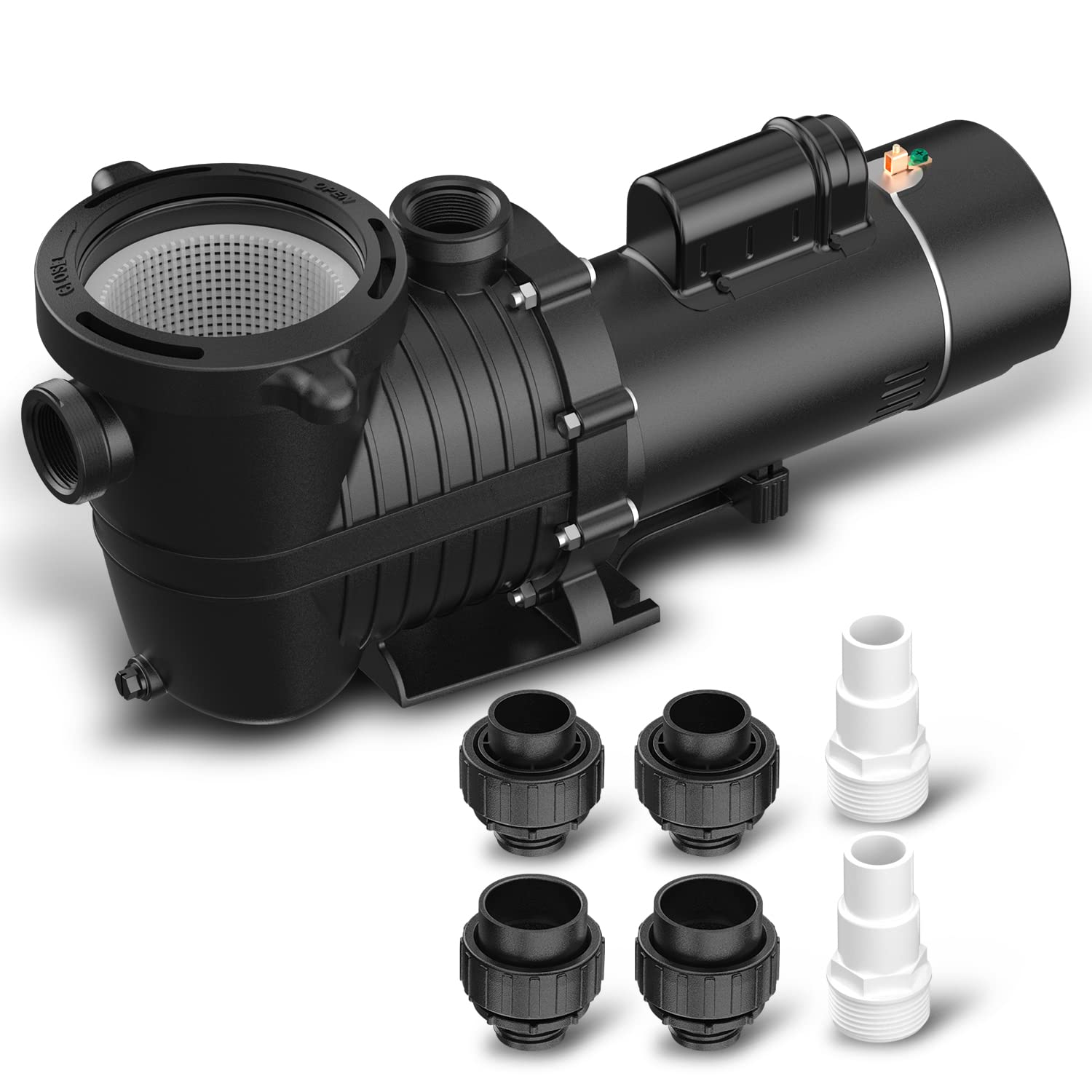 BRIOPAWS 1.5 HP 4500GPH Swimming Pool Pump - 115V/230V Dual Voltage Inground & Above Ground Pool Pump with Self Priming & Strainer Basket - Perfect for Backyard Pools, Spa Maintenance & Water Circulation