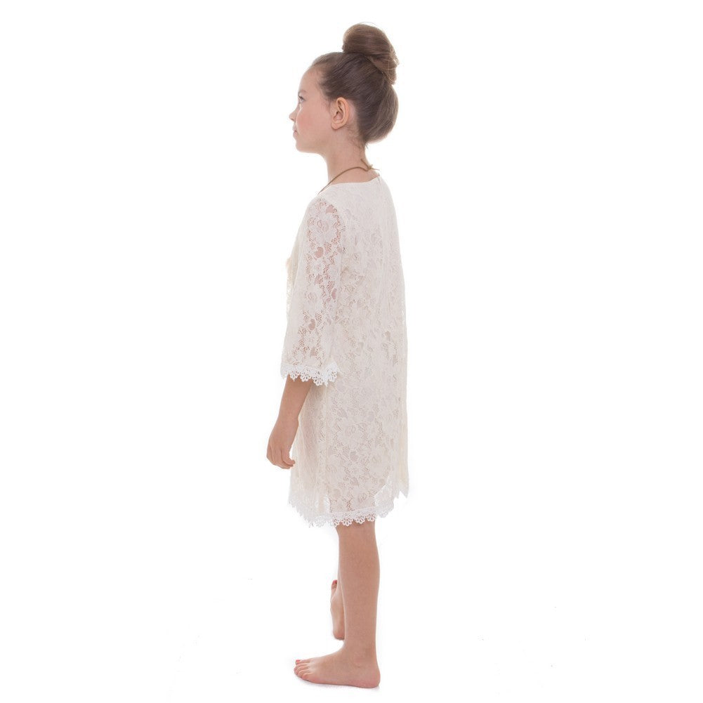 Champagne Lace Neckline Junior Bridesmaid Dress for Big Girls Size 8-12 - Perfect for Weddings, Prom & Special Occasions