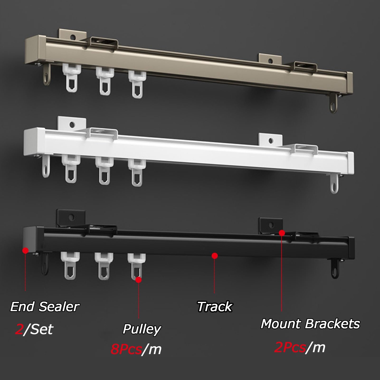 Heavy Duty Aluminum Curtain Track System - 50cm to 600cm Length Options for Ceiling or Wall Mount | Smooth Slide Rails for Living Room, Office, Window & Room Divider | Perfect for Home Decor, Privacy Solutions & Space Partitioning