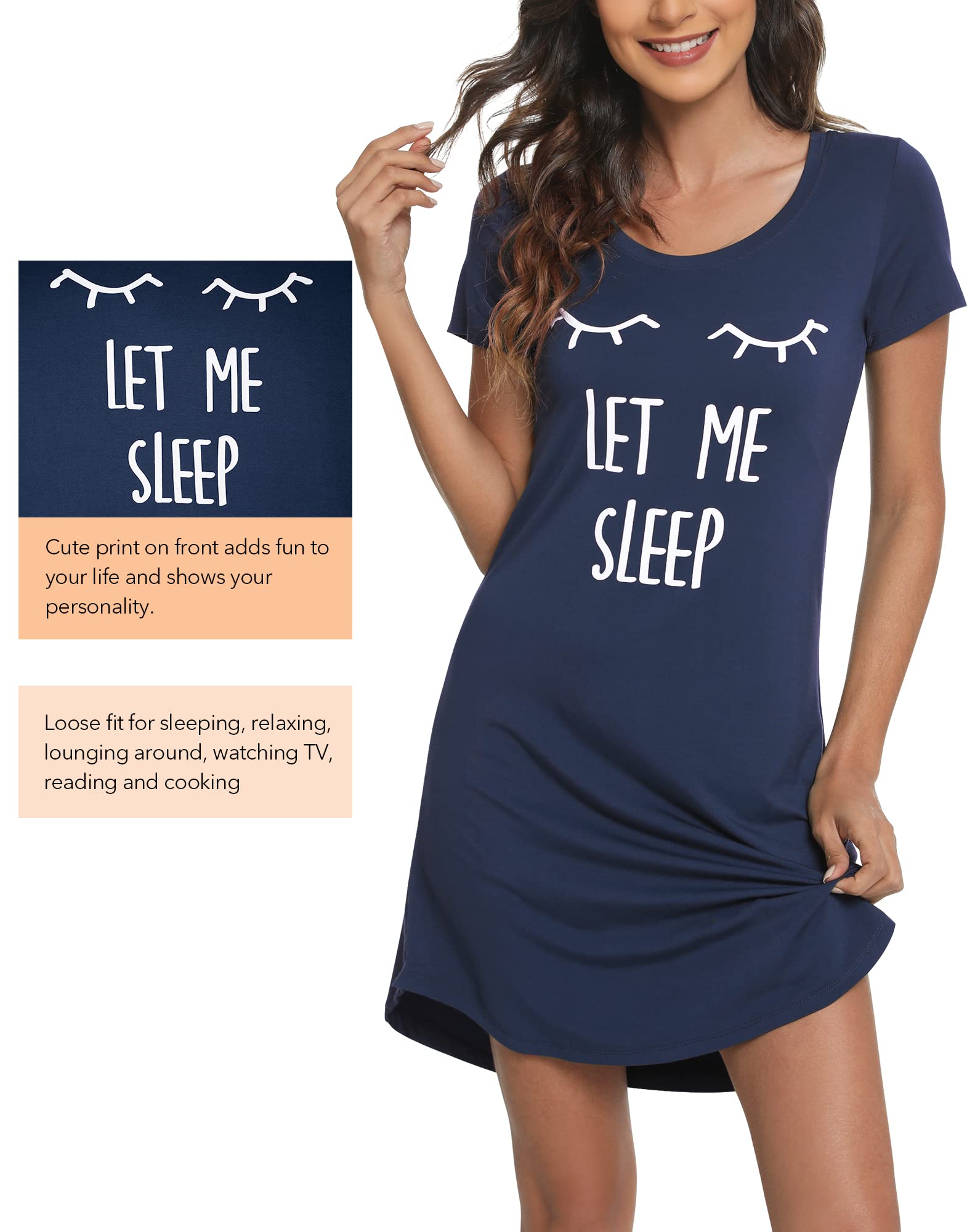 Soft Viscose Bamboo Nightgowns for Women - Comfortable Plus Size Sleep Shirts & Pajamas (S-4X) - Perfect for Relaxing at Home, Lounging & Summer Nights