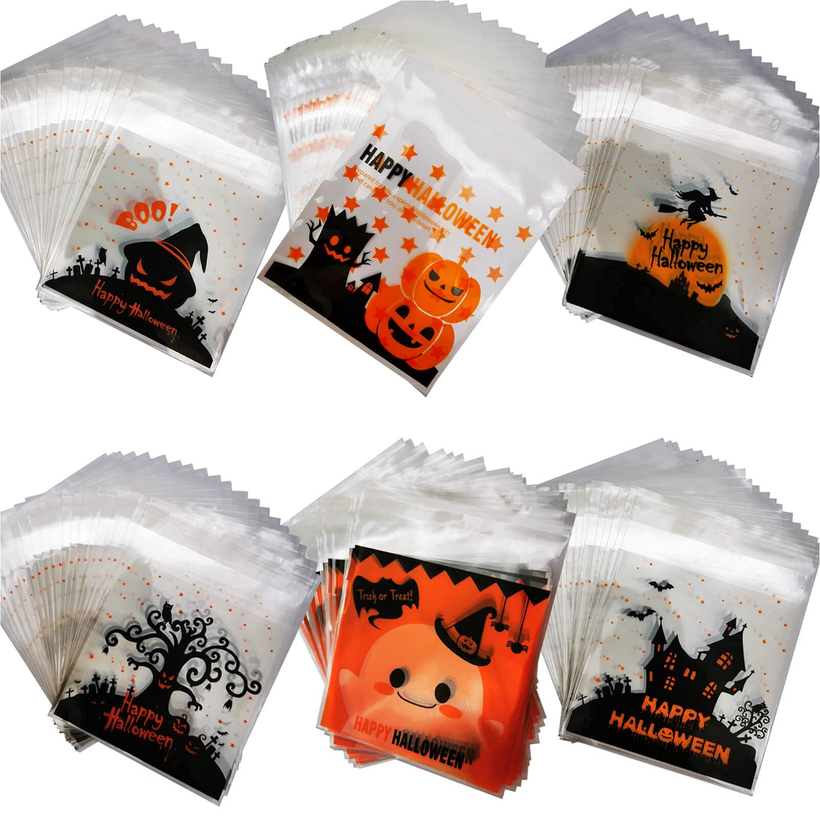 Koara Halloween Candy Bags Self Adhesive - 120 Pack Small Halloween Treat Bags with Ziplock Closure for Trick or Treat, Party Favors, Classroom Rewards & Holiday Gift Giving