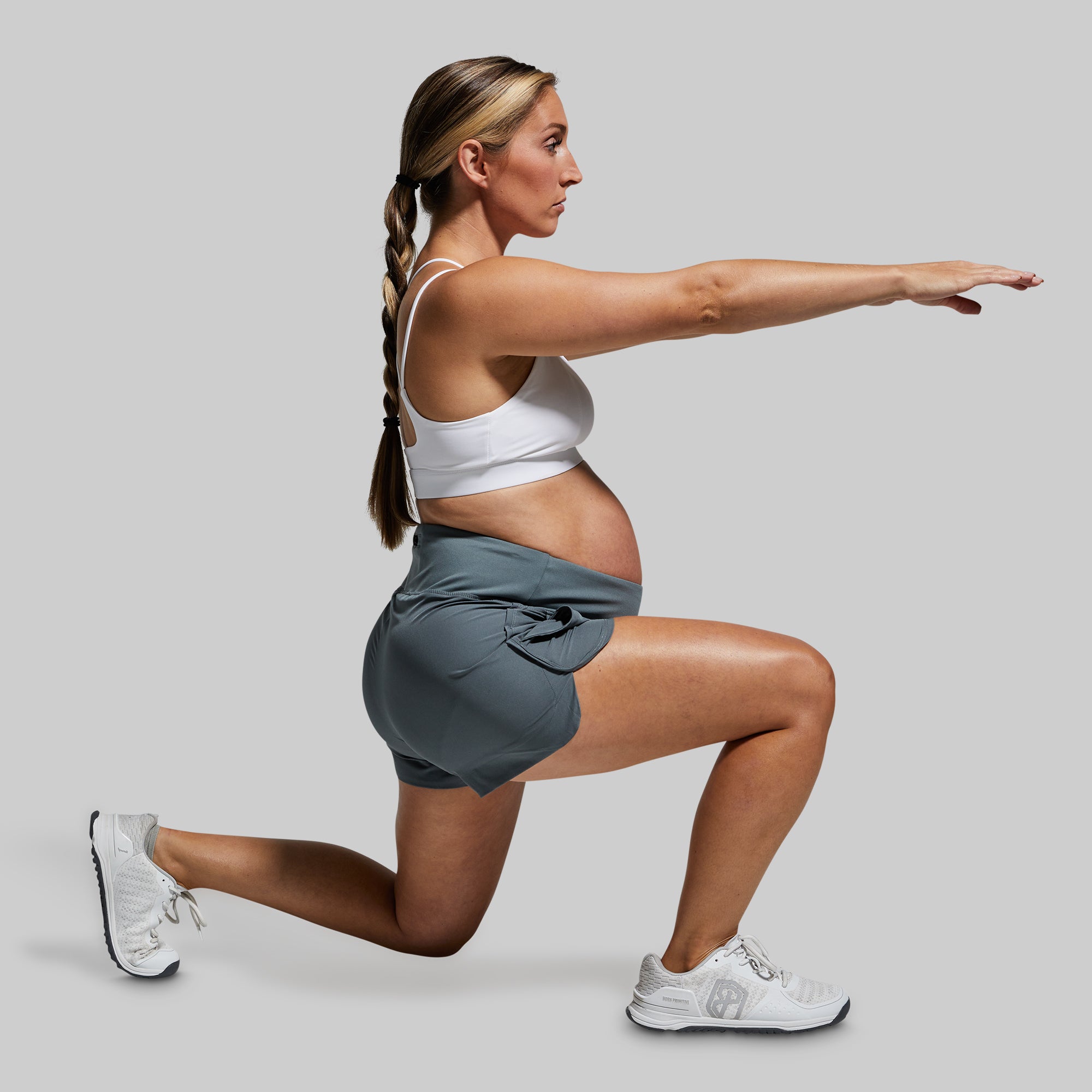 Comfortable Maternity Shorts for Pregnant Women - Slate Gray - Perfect for Summer, Yoga & Relaxing at Home