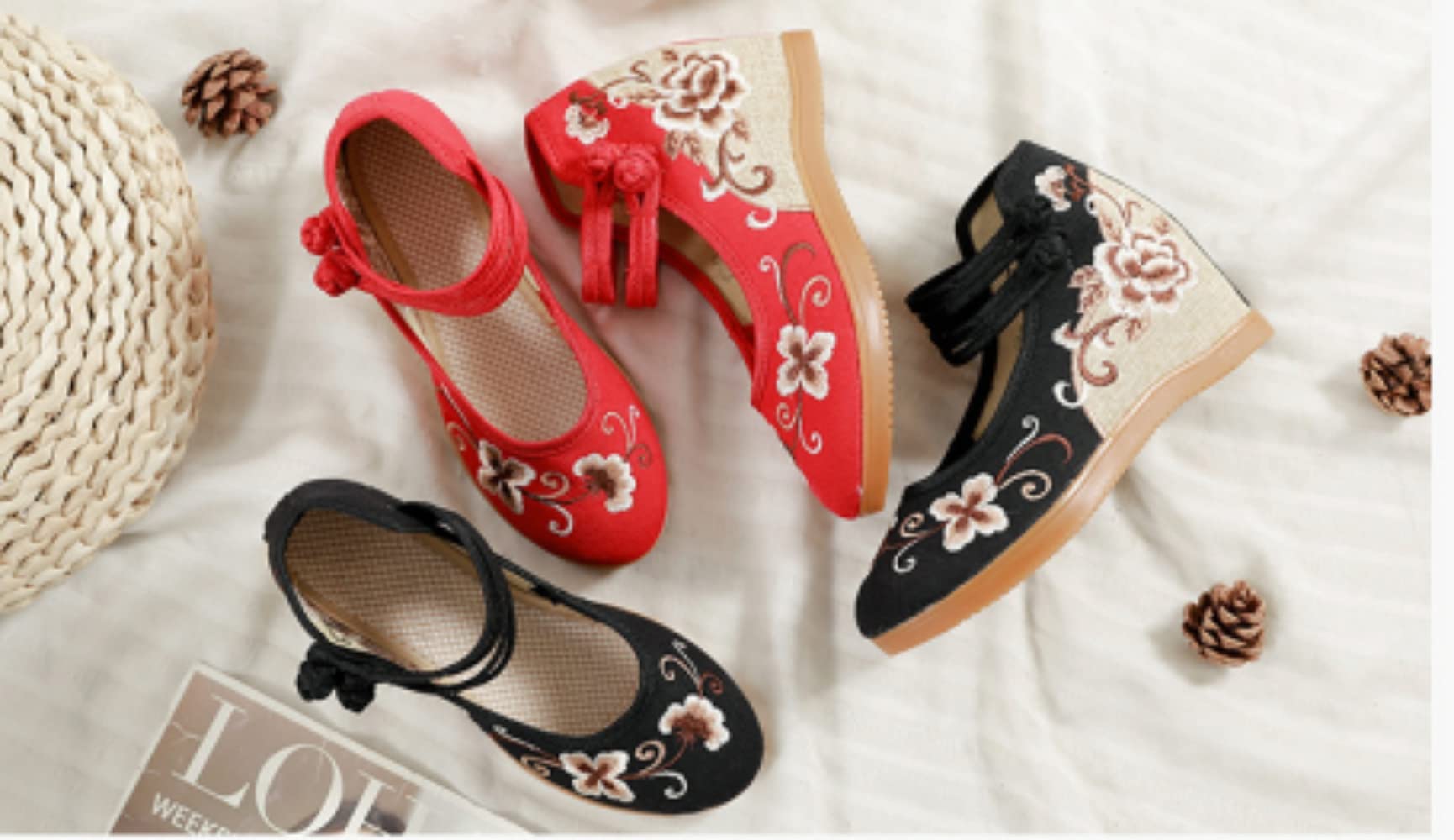 Handmade Embroidered Cloth Loafers - Comfortable Round Toe Chinese Canvas Shoes for Women | Mary Jane Style Slip-Ons | Perfect for Casual Wear, Home Comfort & Cultural Events