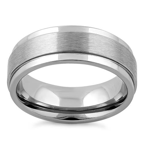 Stainless Steel Step Band Ring for Women - Satin Finish & Polished Design - Perfect for Everyday Wear, Stacking, and Special Occasions