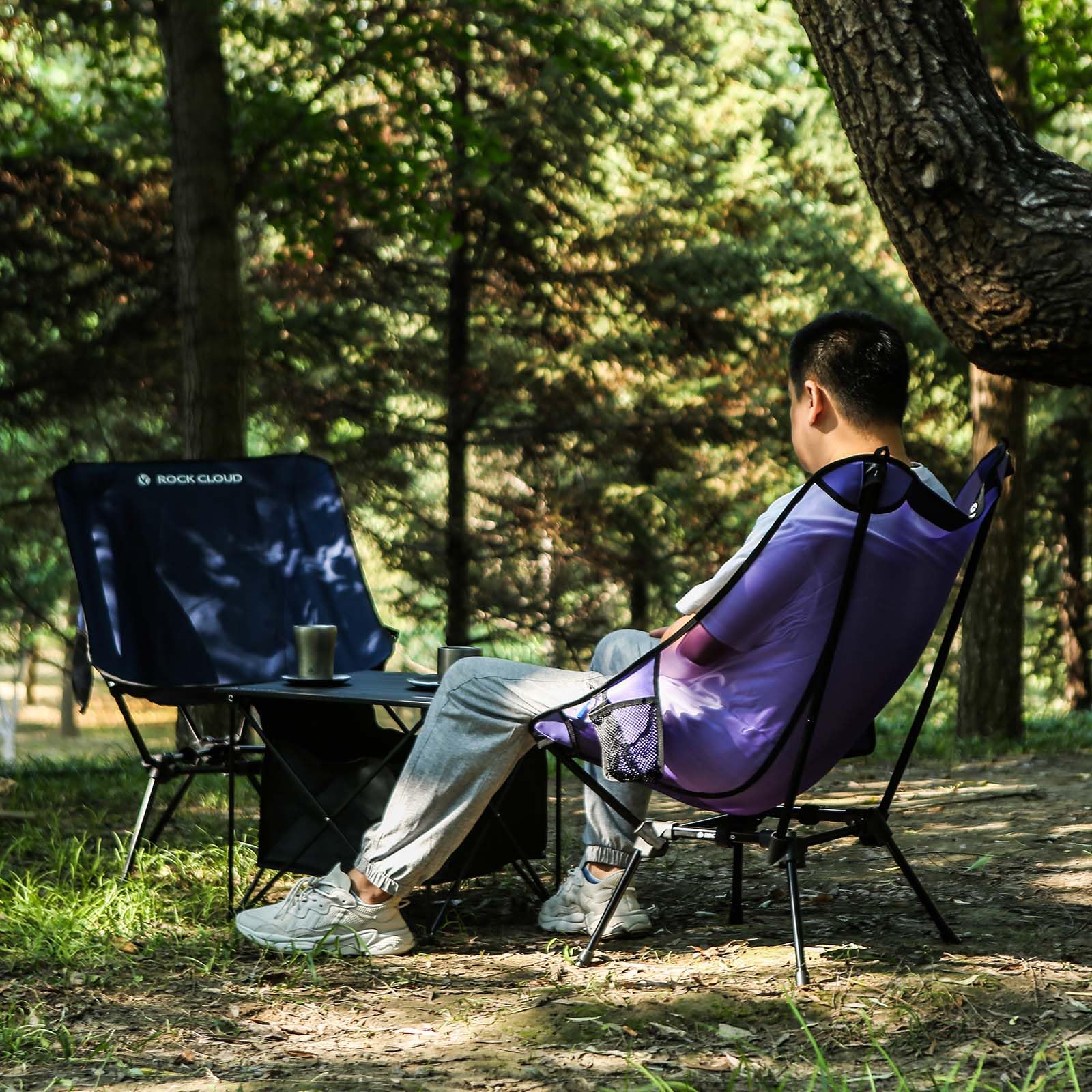 2 Pack ROCK CLOUD Ultralight Folding Camping Chairs - Portable Outdoor Chairs for Adults, Large Size with Violet Mesh - Perfect for Camping, Hiking, Backpacking, Beach, Lawn, Picnics & Sports Events