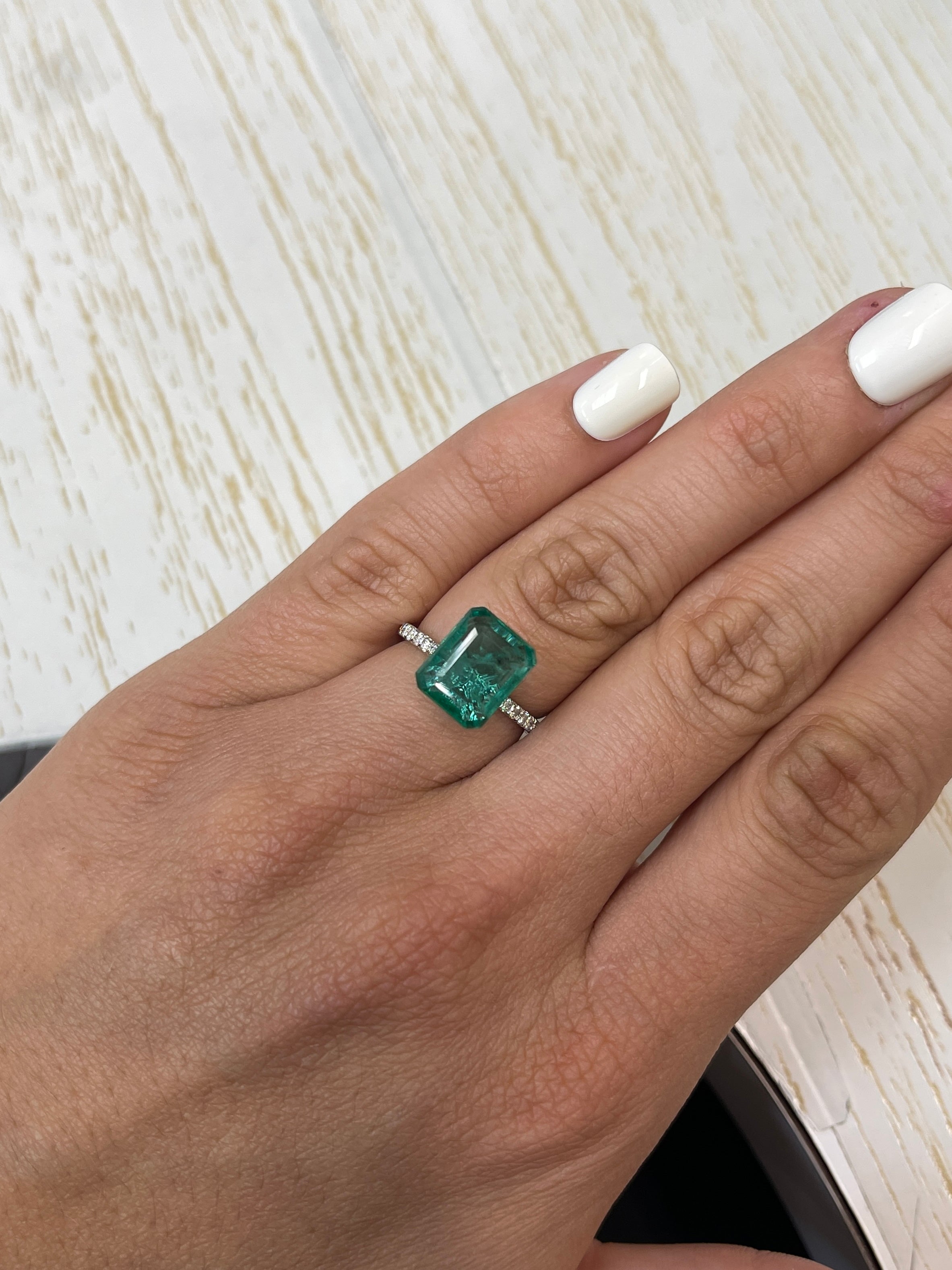 5.16 Carat 11.5x9mm Bluish Green Natural Loose Zambian Emerald Cut Gemstone for Jewelry Making, Engagement Rings & Luxury Gifts