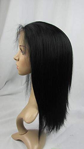 14-Inch Full Lace Human Hair Wig - 100% Peruvian Virgin Remy Hair, Natural Straight #1 Color, Under $100 | Perfect for Daily Wear, Cosplay & Special Occasions