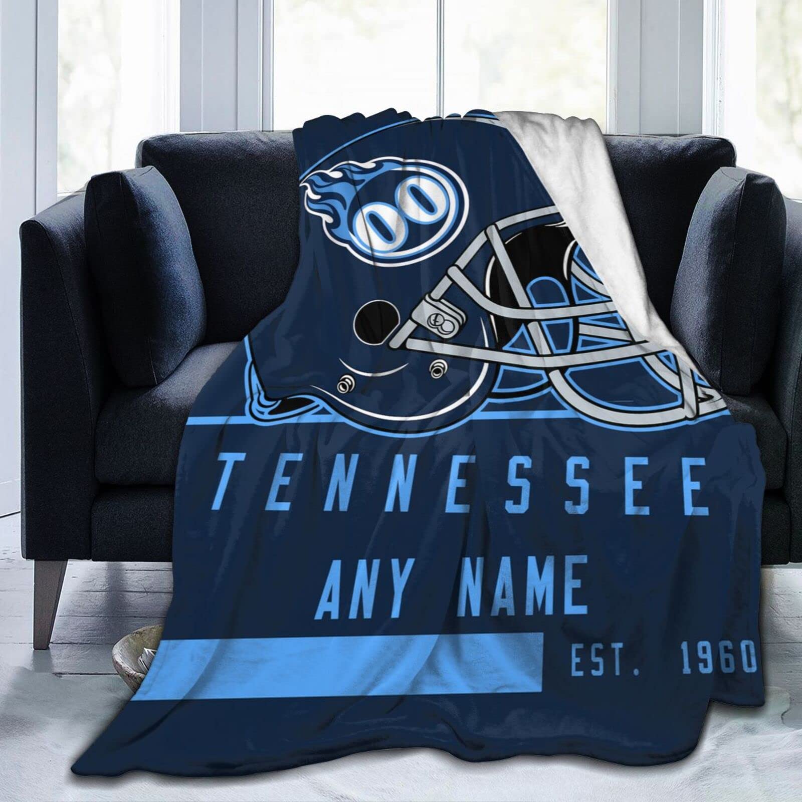 Custom Personalized Football Throw Blanket with Name & Number - Tennessee Style for Men & Boys - Perfect Gift for Game Day, Bedroom Decor & Cozy Nights