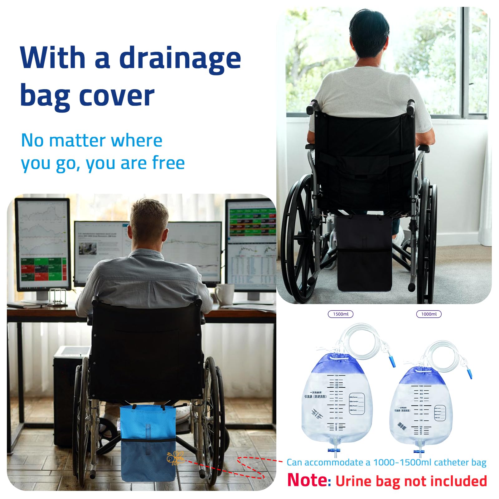 Multipurpose Urine Drainage Bag Holder - Adjustable & Durable Medical Support for Wheelchair, Bedside & Home Care Use
