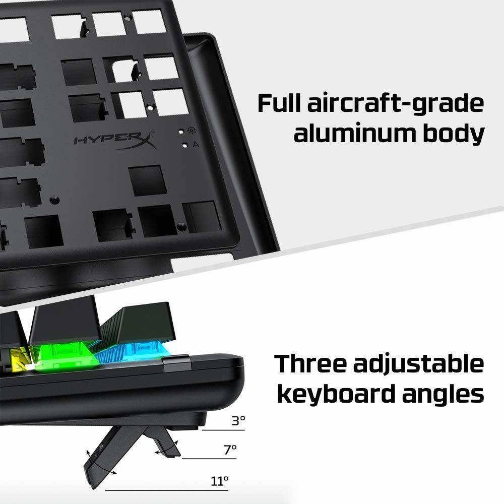 HyperX Alloy Origins Mechanical Gaming Keyboard - RGB Backlit, Blue Clicky Switches, Compact Full-Size Design | Customizable Macros & Lighting via Software | Perfect for PC Gaming, Esports & Office Work (Renewed)