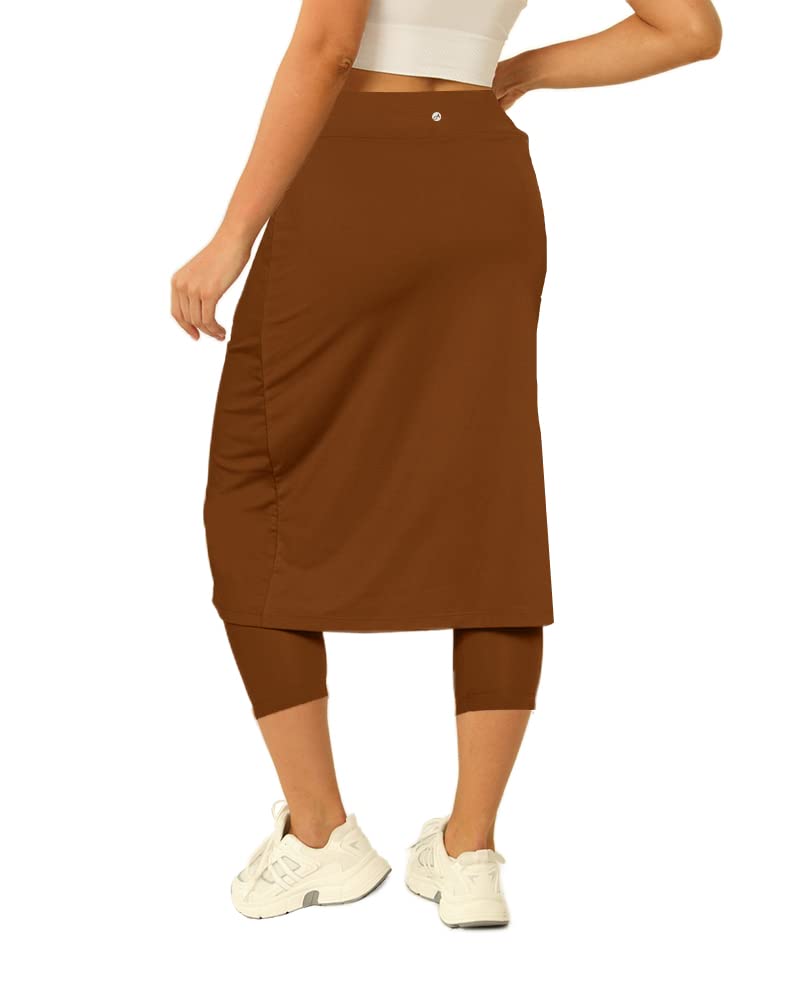 Aurgelmir Women's Tennis Skirt with Built-in Shorts - High Waist Athletic Skort for Golf, Running & Workouts - Breathable Knee-Length Skirts with Pockets - Perfect for Tennis, Yoga & Casual Wear