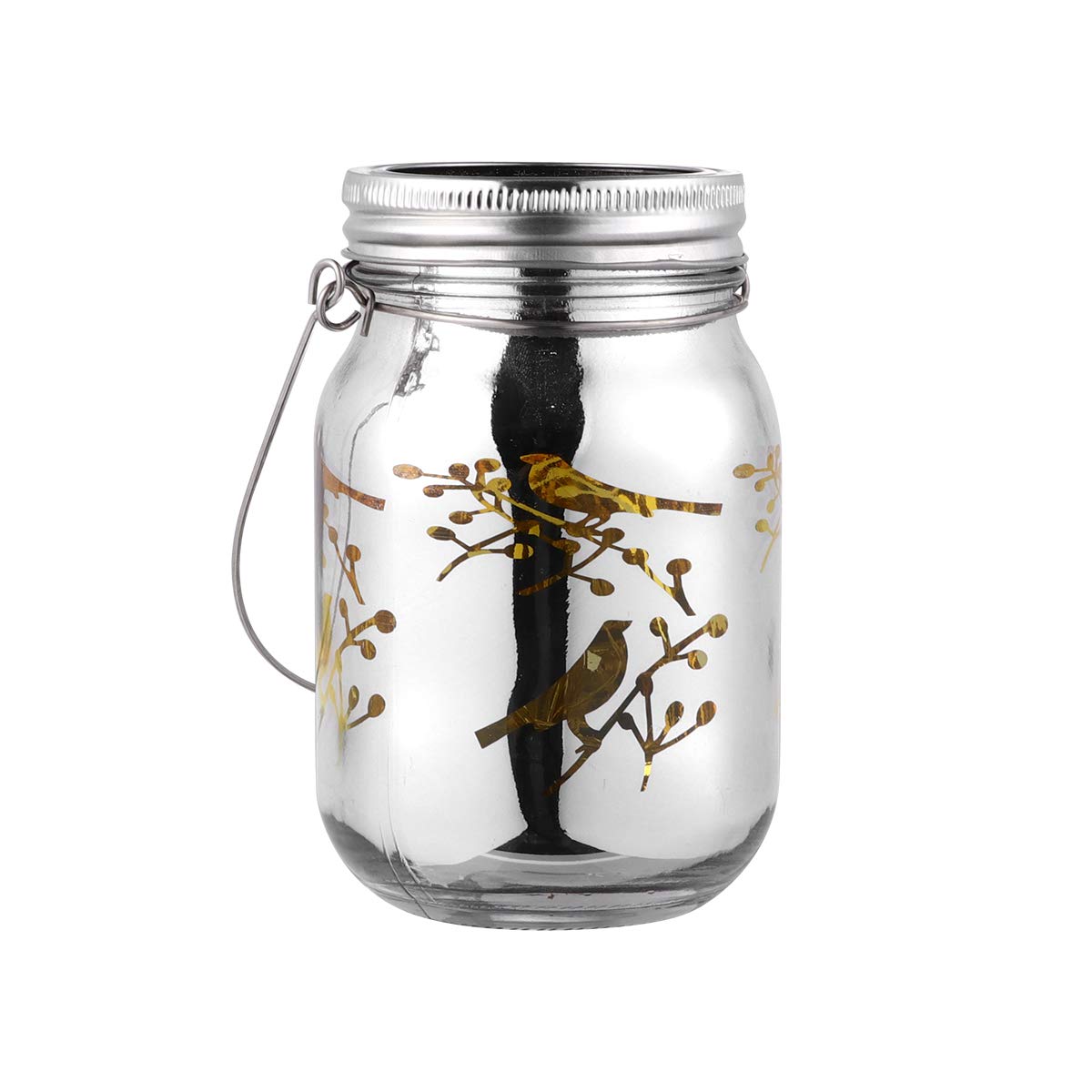 Solar Powered Garden Lights Outdoor - Waterproof LED Hanging Mason Jar Lanterns for Patio, Yard, Pathway Decoration (2 Birds Design) - Perfect for Backyard Parties, Garden Weddings & Landscape Lighting